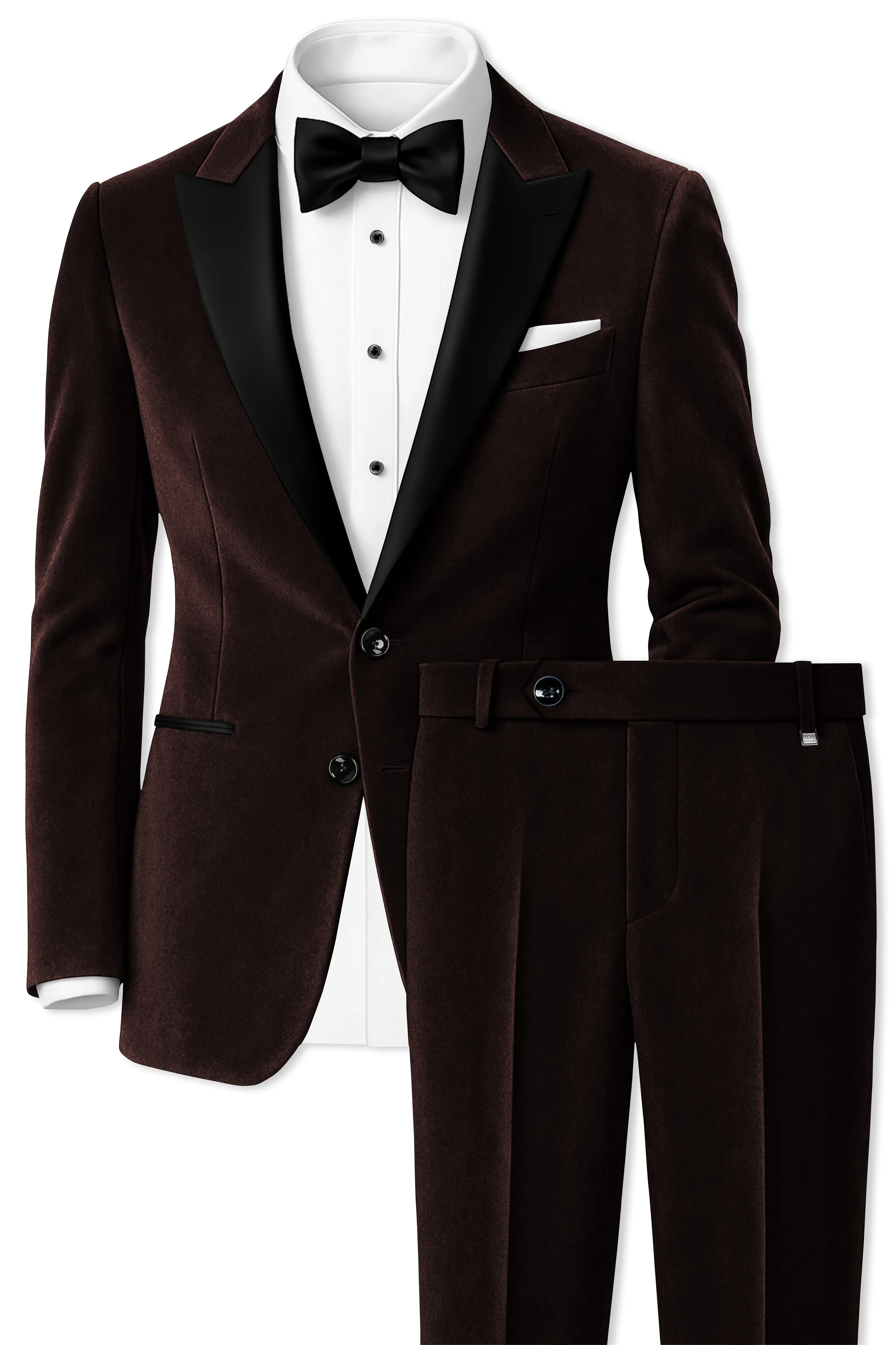 Imperial-Acadia Brown Velvet Peak Lapel Tuxedo Suit sold by French Crown product image thumbnail 2