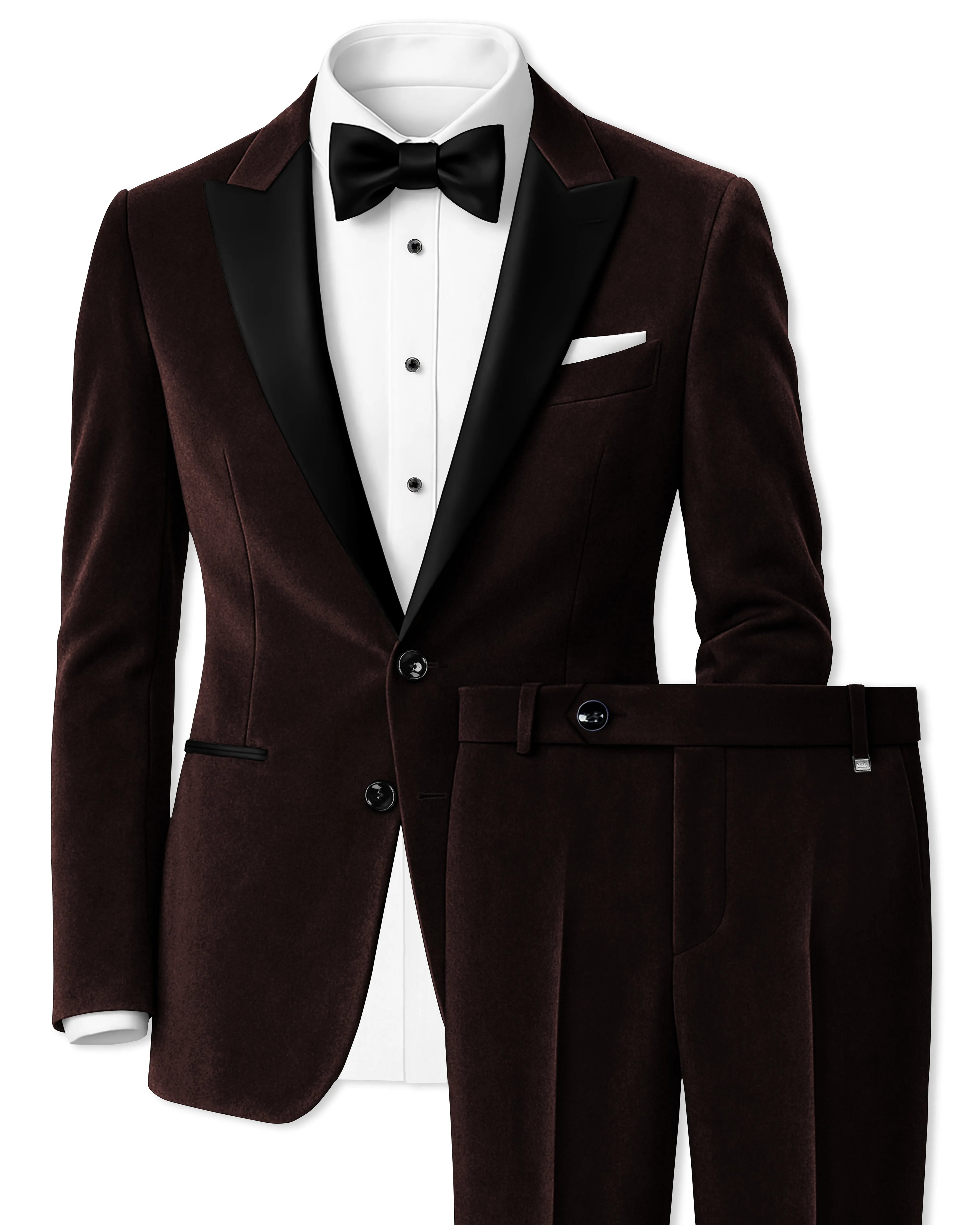 Imperial-Acadia Brown Velvet Peak Lapel Tuxedo Suit sold by French Crown