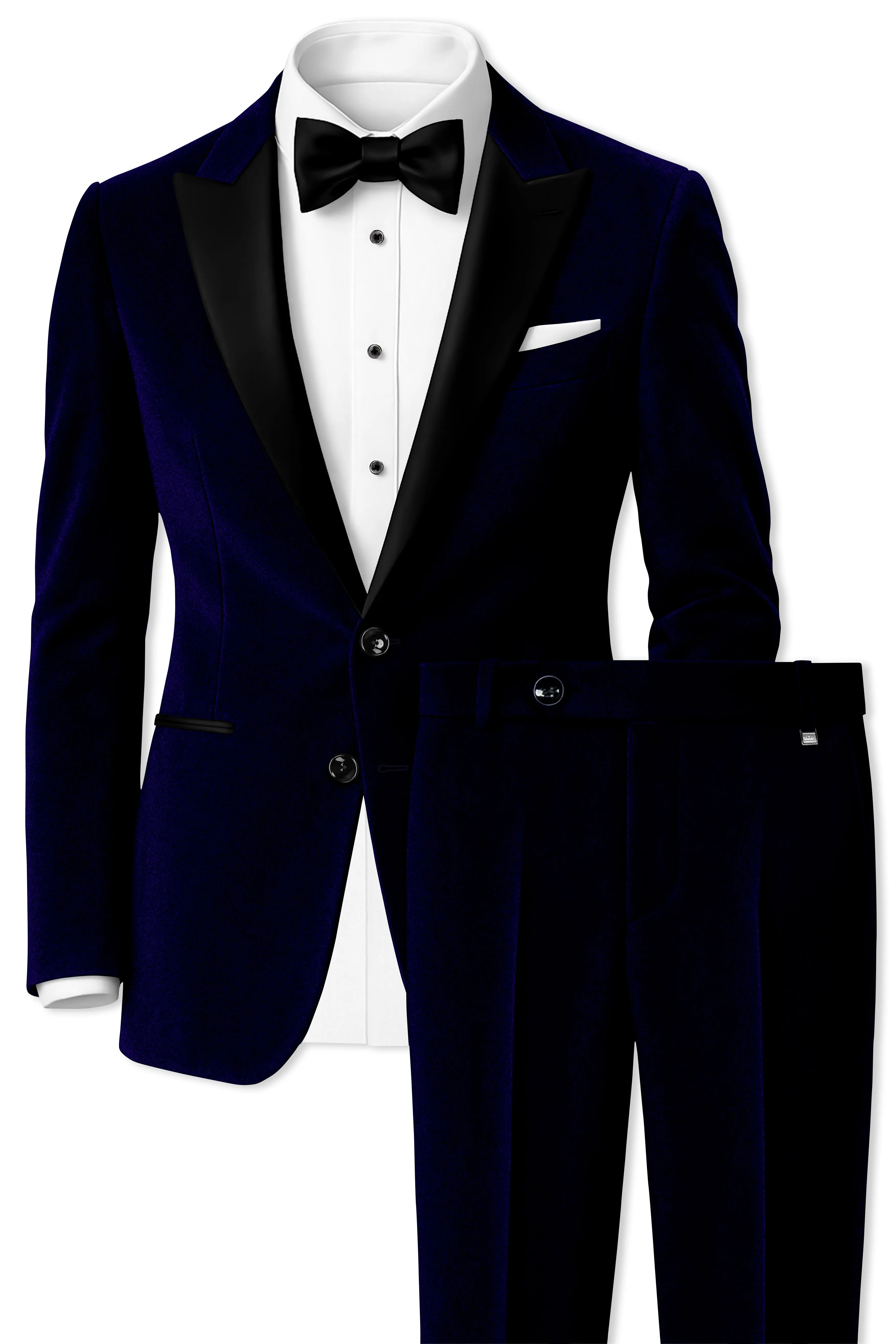 Aether-Stratos Blue Velvet Peak Lapel Tuxedo Suit sold by French Crown product image thumbnail 2