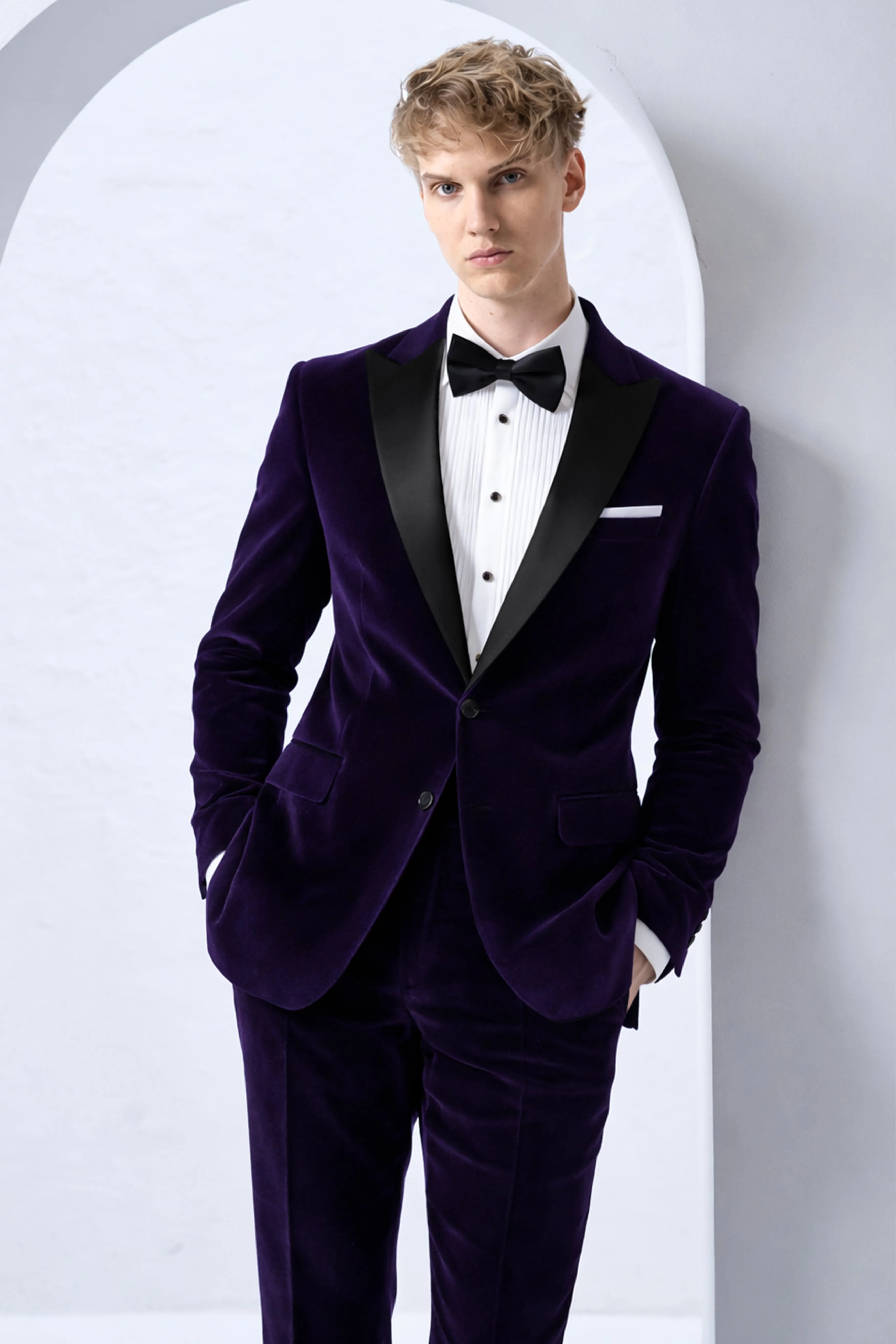 Majesty-Affair Royal Purple Velvet Peak Lapel Tuxedo Suit sold by French Crown product image thumbnail 4