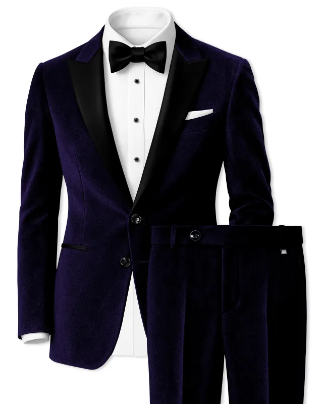 Majesty-Affair Royal Purple Velvet Peak Lapel Tuxedo Suit sold by French Crown