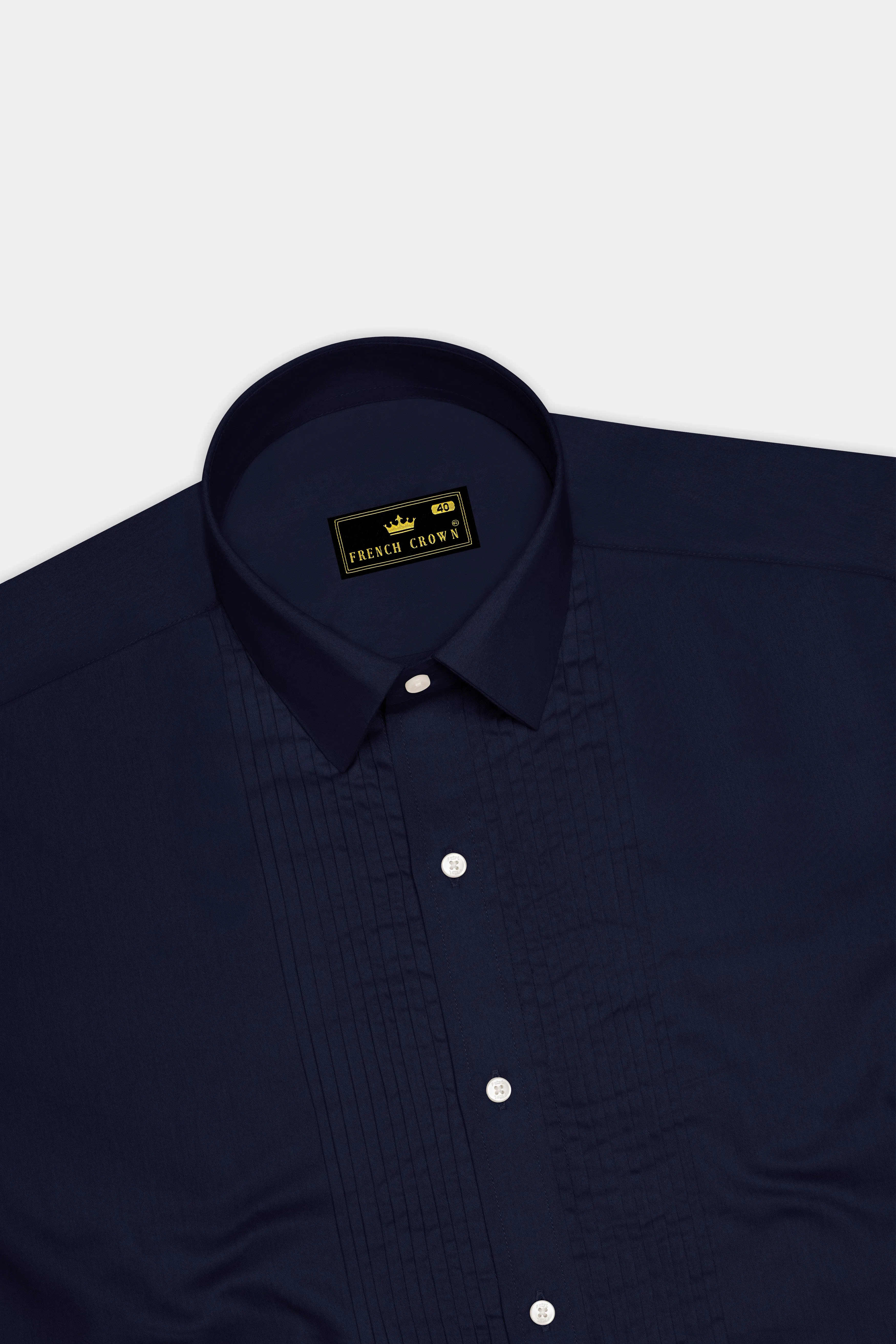 Celesto-Mirage Blue Subtle Sheen Super Soft Premium Cotton Tuxedo Dress Shirt sold by French Crown product image thumbnail 5