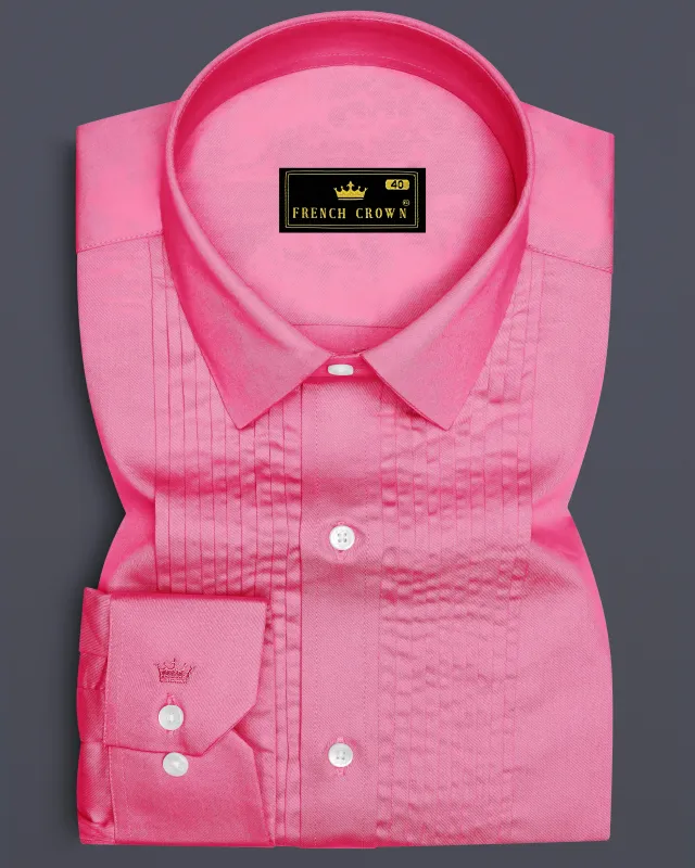 Blushoro-Thulian Pink Subtle Sheen Super Soft Premium Cotton Tuxedo Dress Shirt sold by French Crown