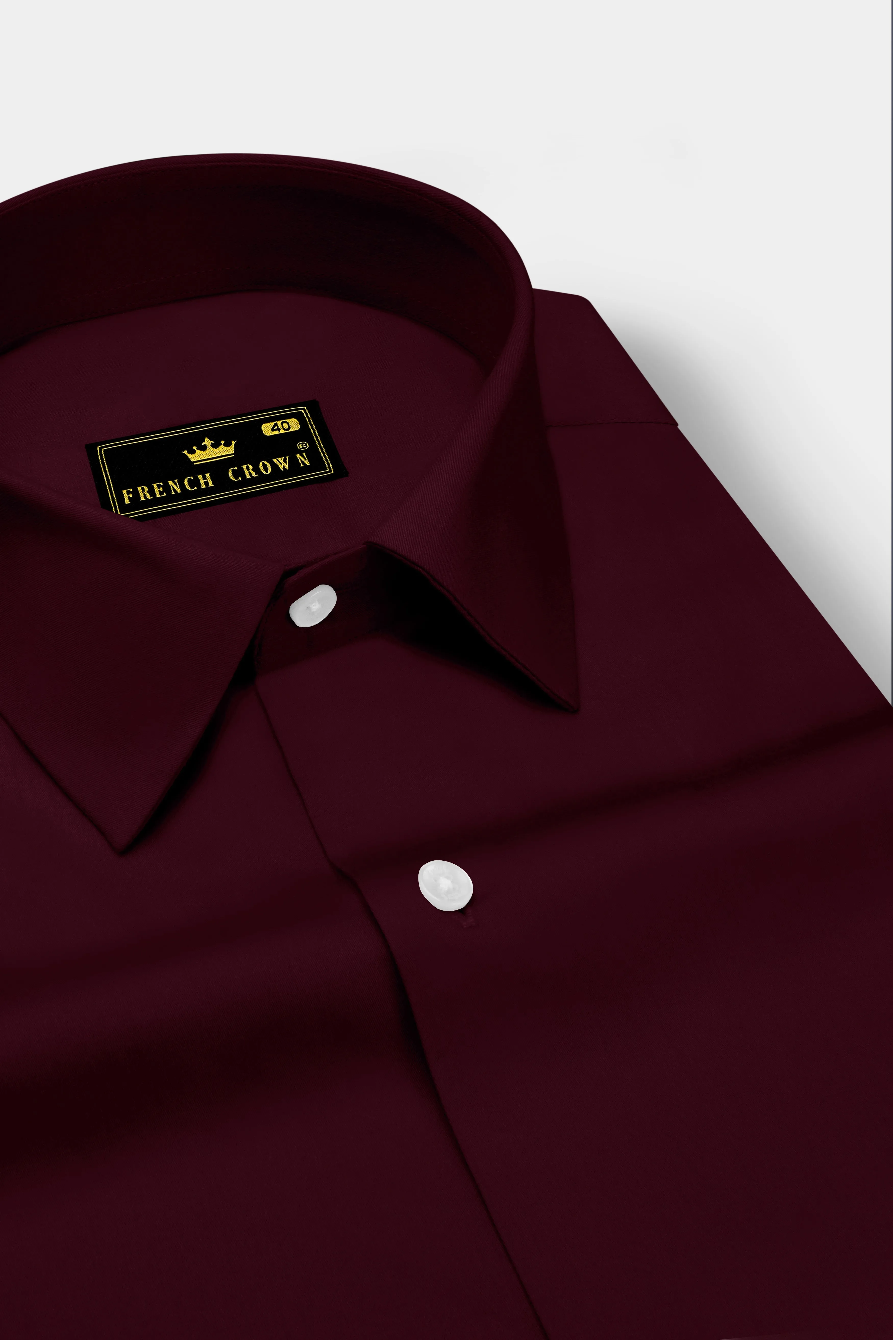 Regalis-Aubergine Maroon Subtle Sheen Super Soft Premium Cotton Dress Shirt sold by French Crown product image thumbnail 2