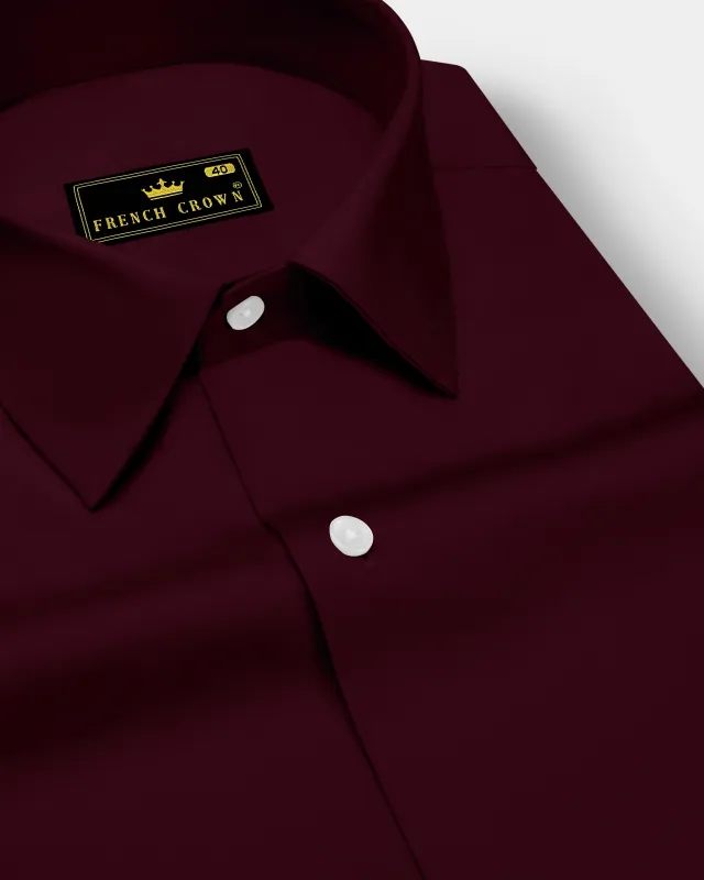 Regalis-Aubergine Maroon Subtle Sheen Super Soft Premium Cotton Dress Shirt sold by French Crown