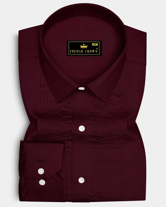 Regalis-Aubergine Maroon Subtle Sheen Super Soft Premium Cotton Tuxedo Dress Shirt sold by French Crown