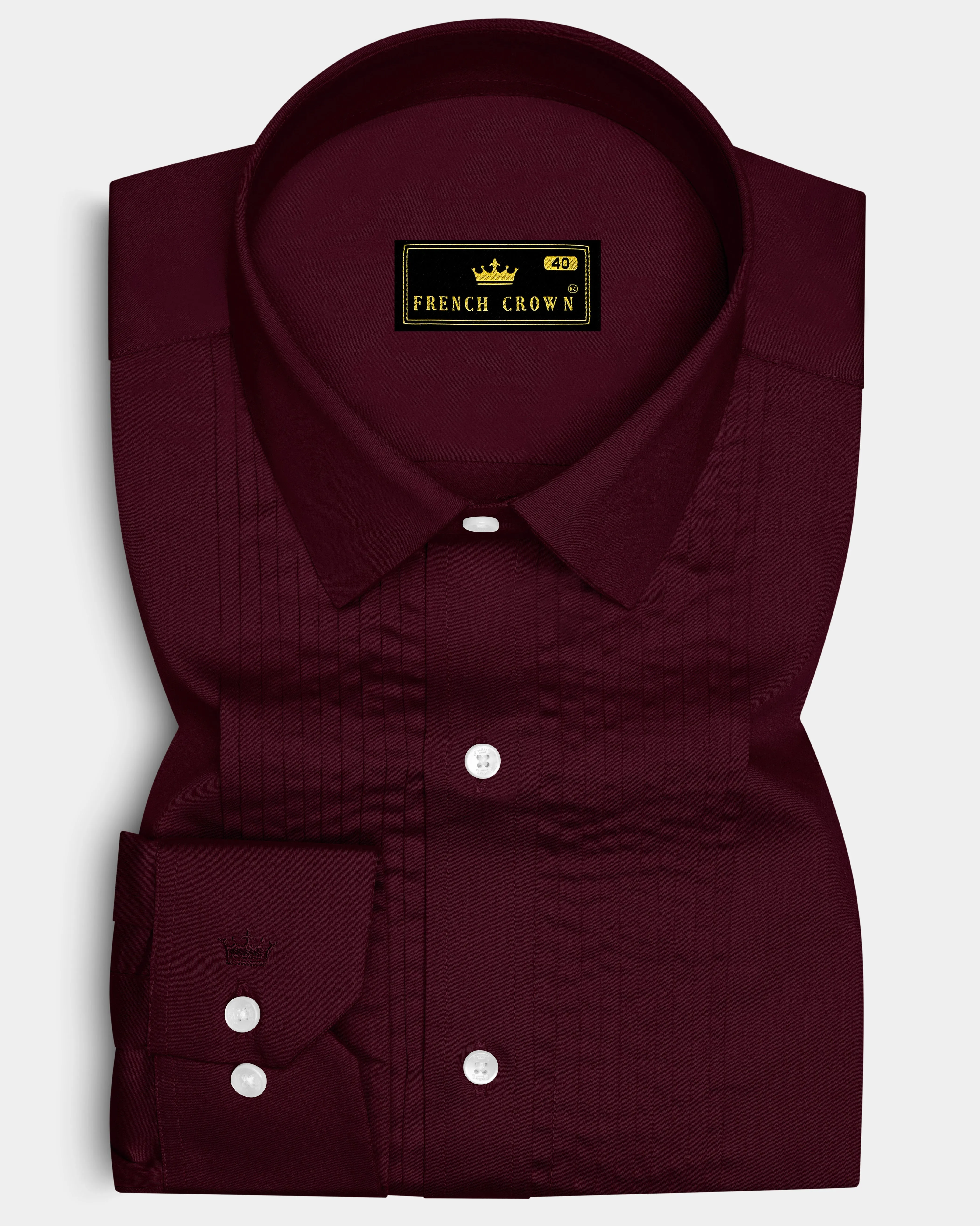 Regalis-Aubergine Maroon Subtle Sheen Super Soft Premium Cotton Tuxedo Dress Shirt sold by French Crown