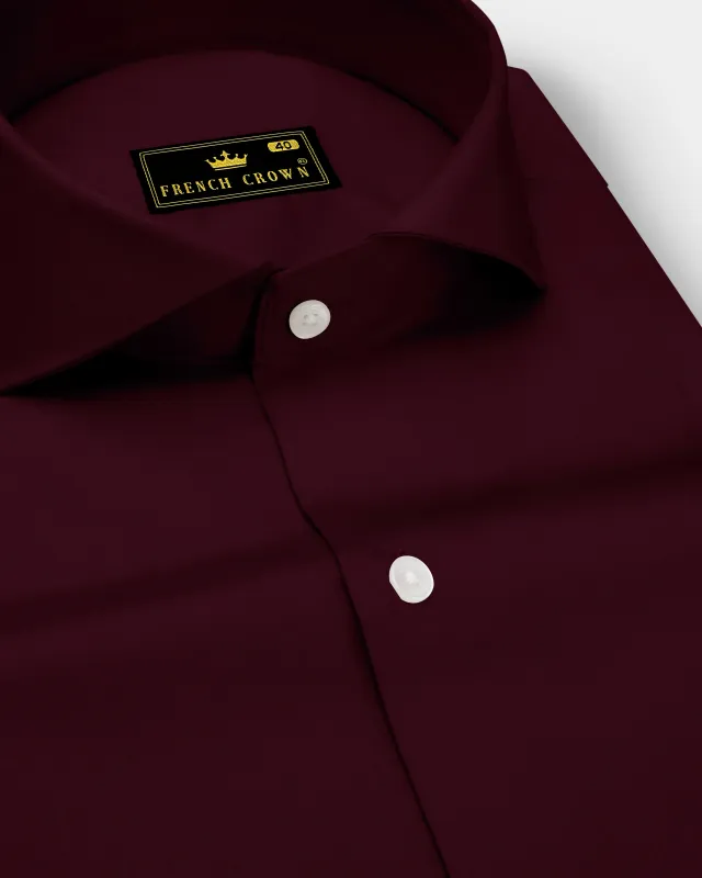 Regalis-Aubergine Maroon Subtle Sheen Super Soft Premium Cotton Cut Away Collar Dress Shirt sold by French Crown