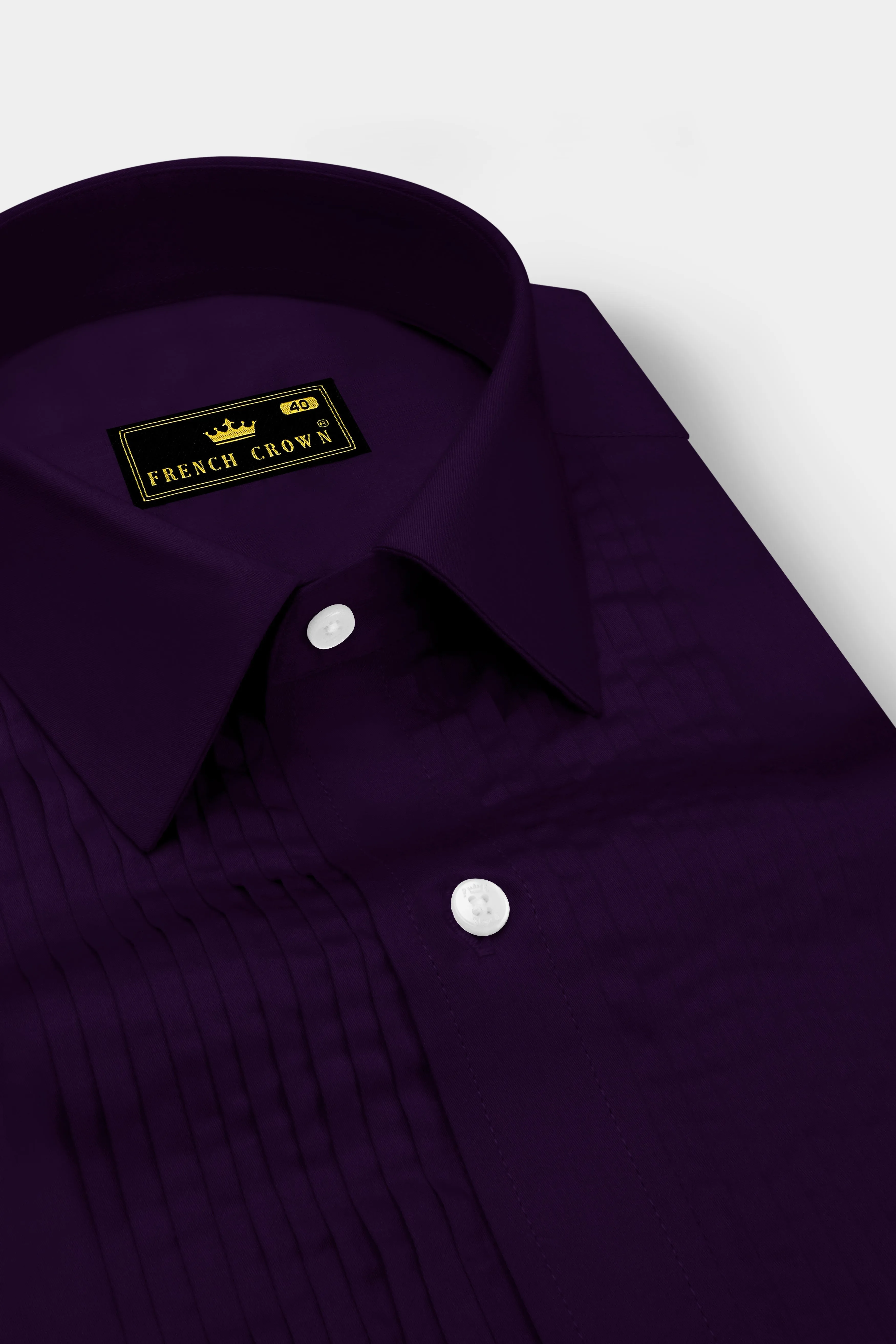 Violoro-Ebnoy Purple Subtle Sheen Super Soft Premium Cotton Tuxedo Dress Shirt sold by French Crown product image thumbnail 3