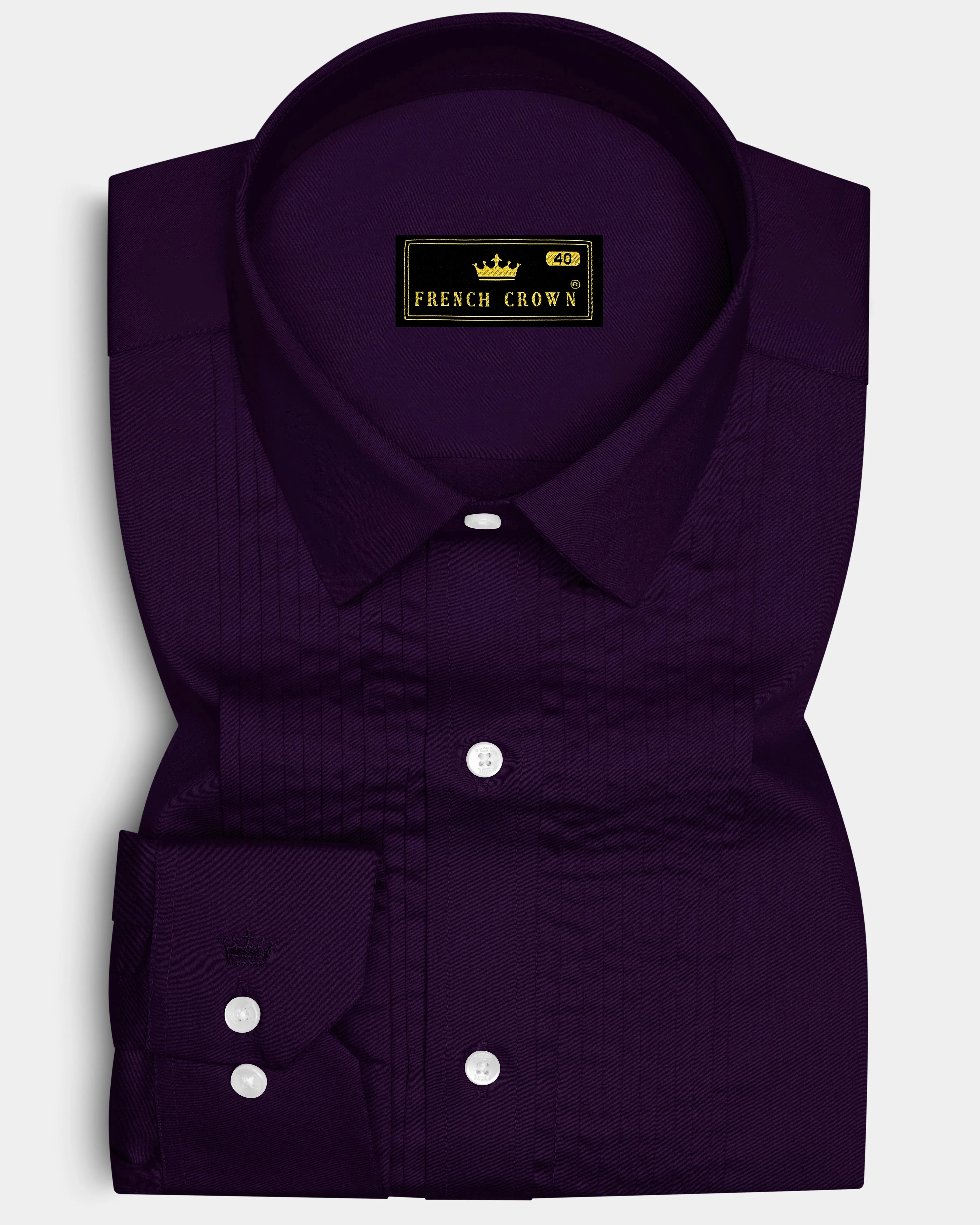 Violoro-Ebnoy Purple Subtle Sheen Super Soft Premium Cotton Tuxedo Dress Shirt sold by French Crown