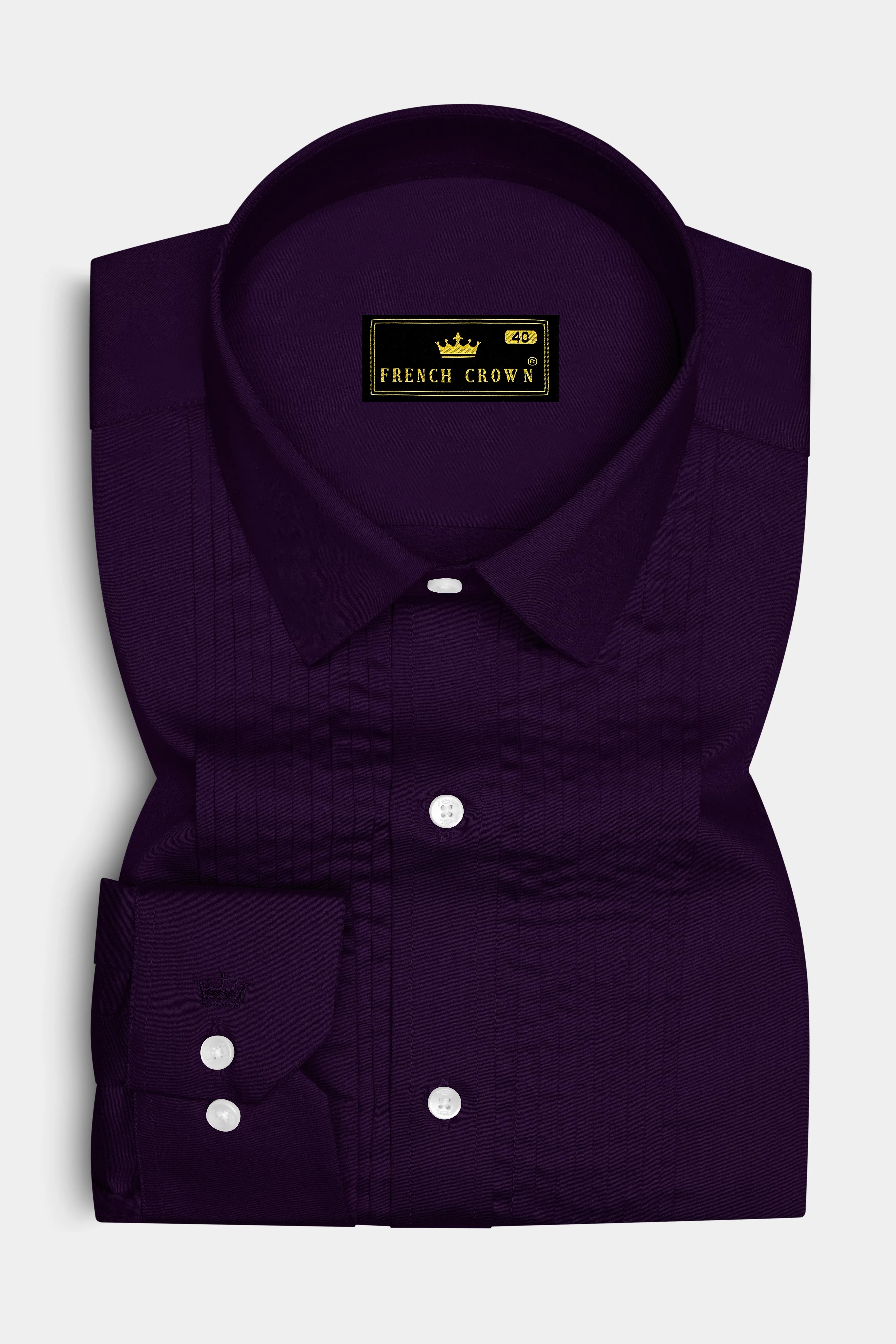 Violoro-Ebnoy Purple Subtle Sheen Super Soft Premium Cotton Tuxedo Dress Shirt sold by French Crown product image thumbnail 2