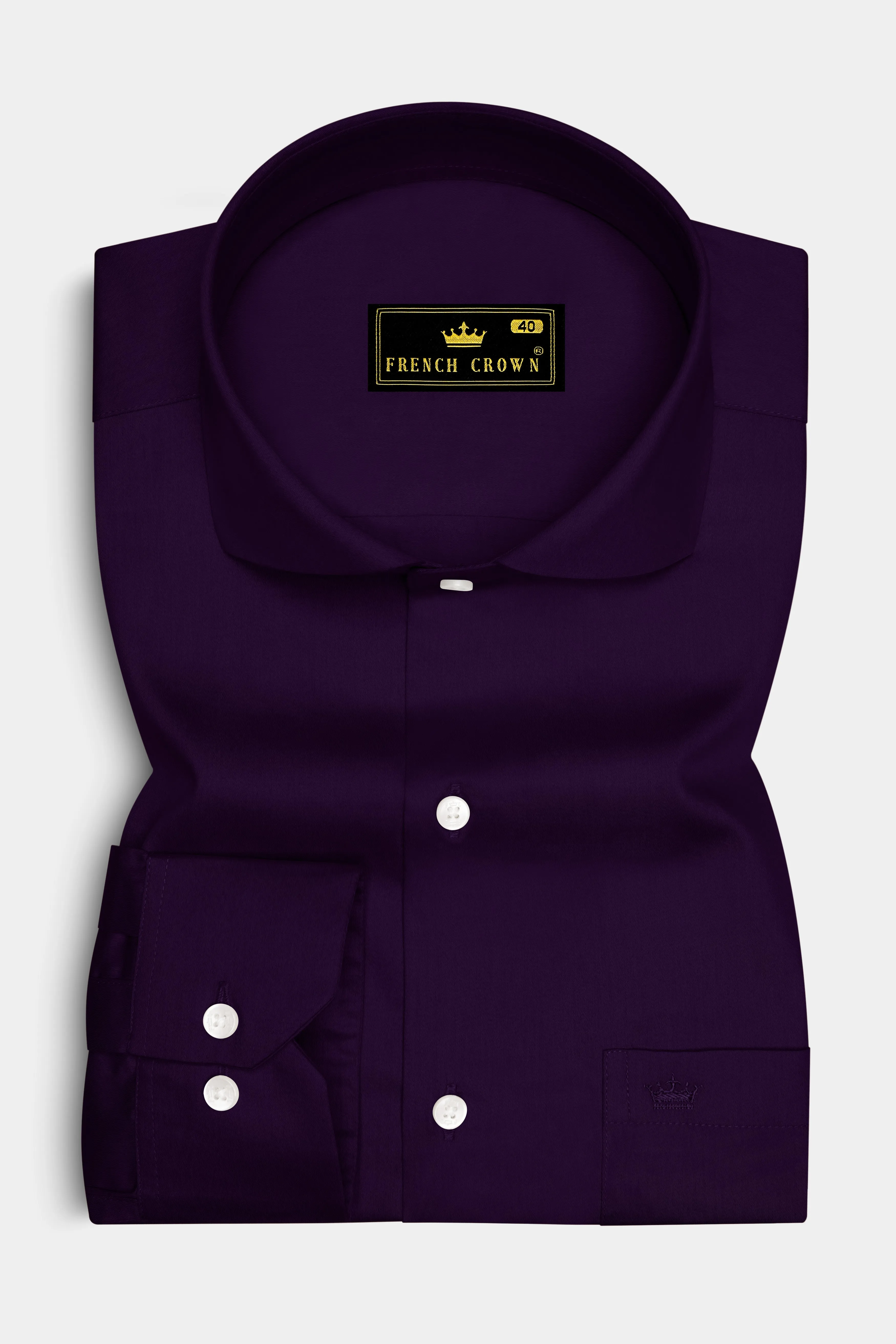 Violoro-Ebnoy Purple Subtle Sheen Super Soft Premium Cotton Cut Away Collar Dress Shirt sold by French Crown product image thumbnail 4