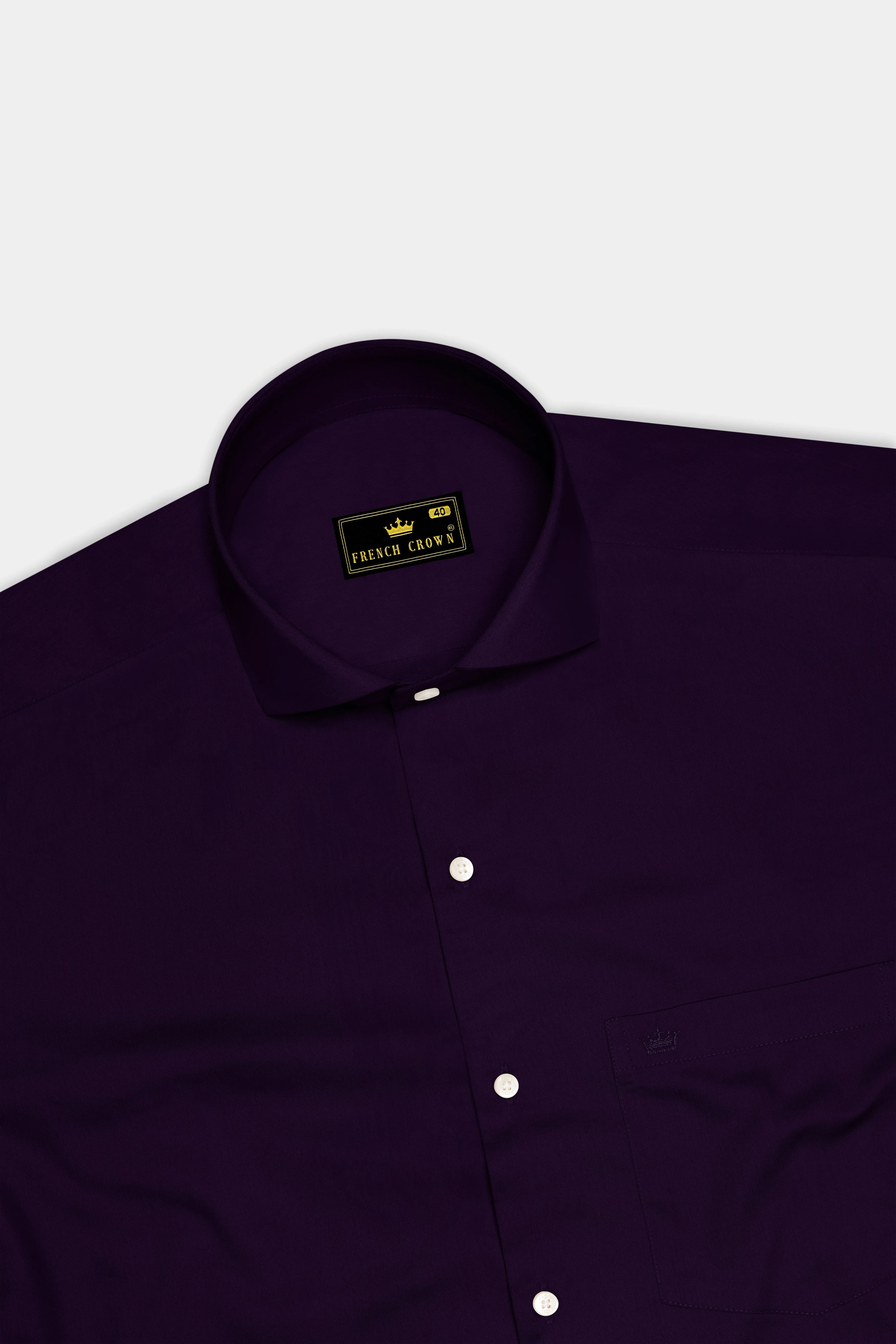 Violoro-Ebnoy Purple Subtle Sheen Super Soft Premium Cotton Cut Away Collar Dress Shirt sold by French Crown product image thumbnail 5