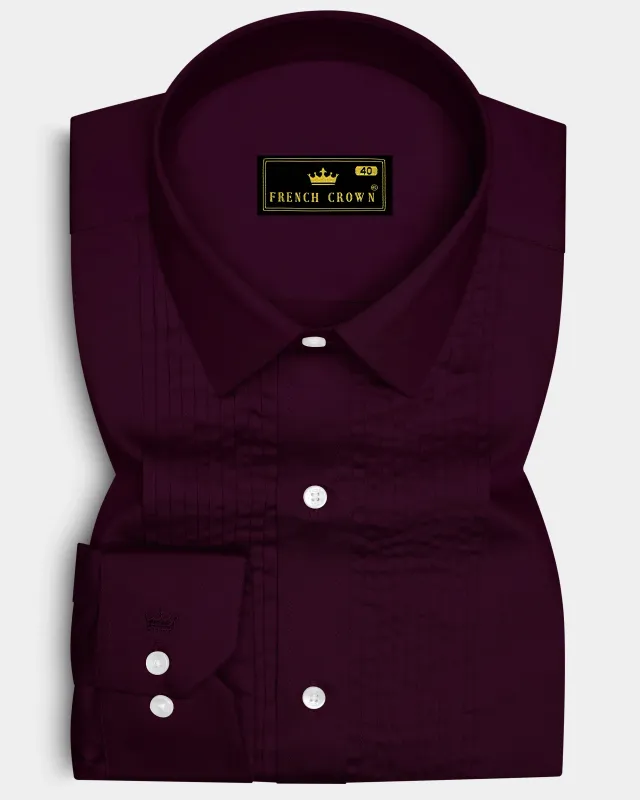 Vinoro- Sepia Maroon Subtle Sheen Super Soft Premium Cotton Tuxedo Dress Shirt sold by French Crown