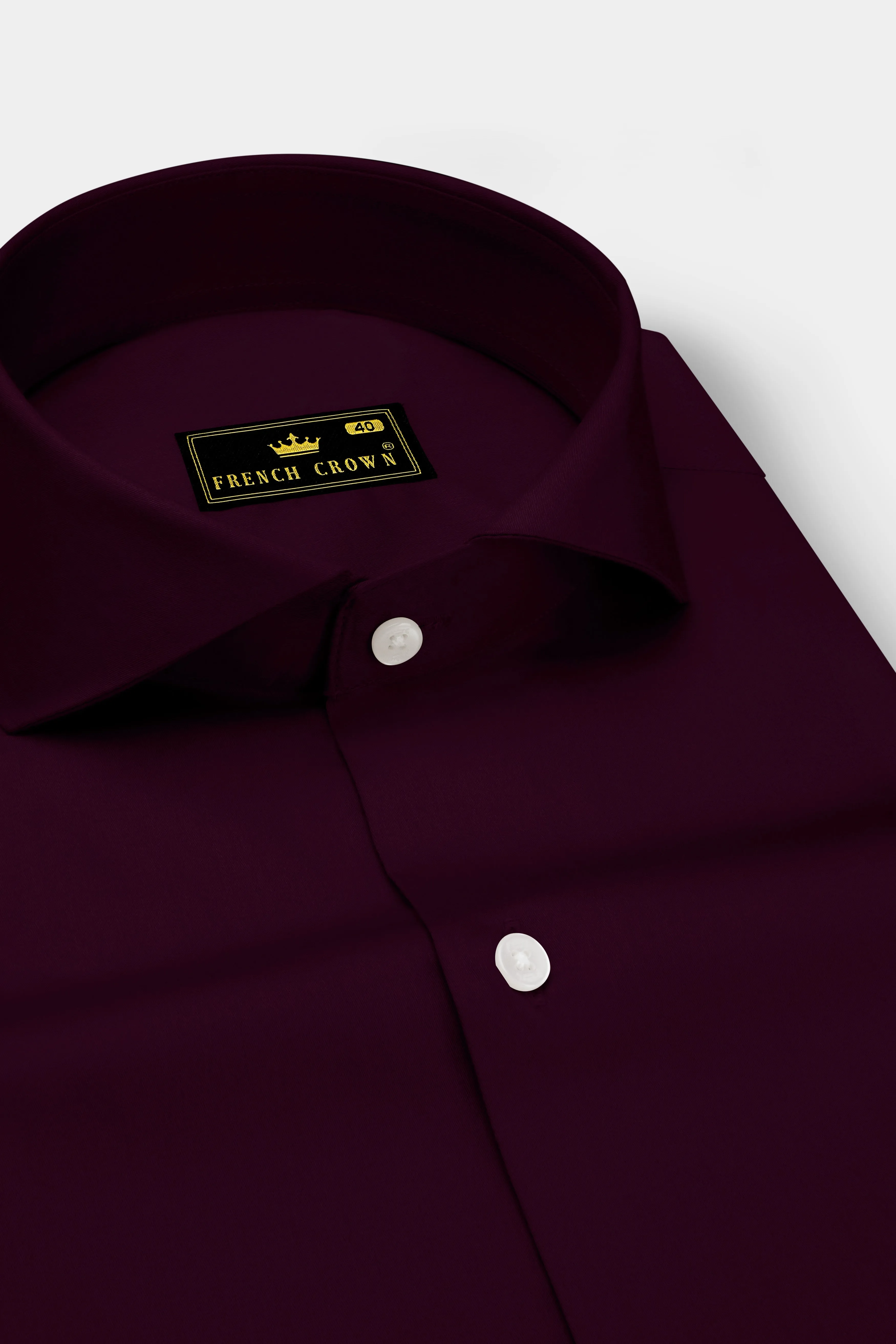 Vinoro- Sepia Maroon Subtle Sheen Super Soft Premium Cotton Cut Away Collar Dress Shirt sold by French Crown product image thumbnail 2