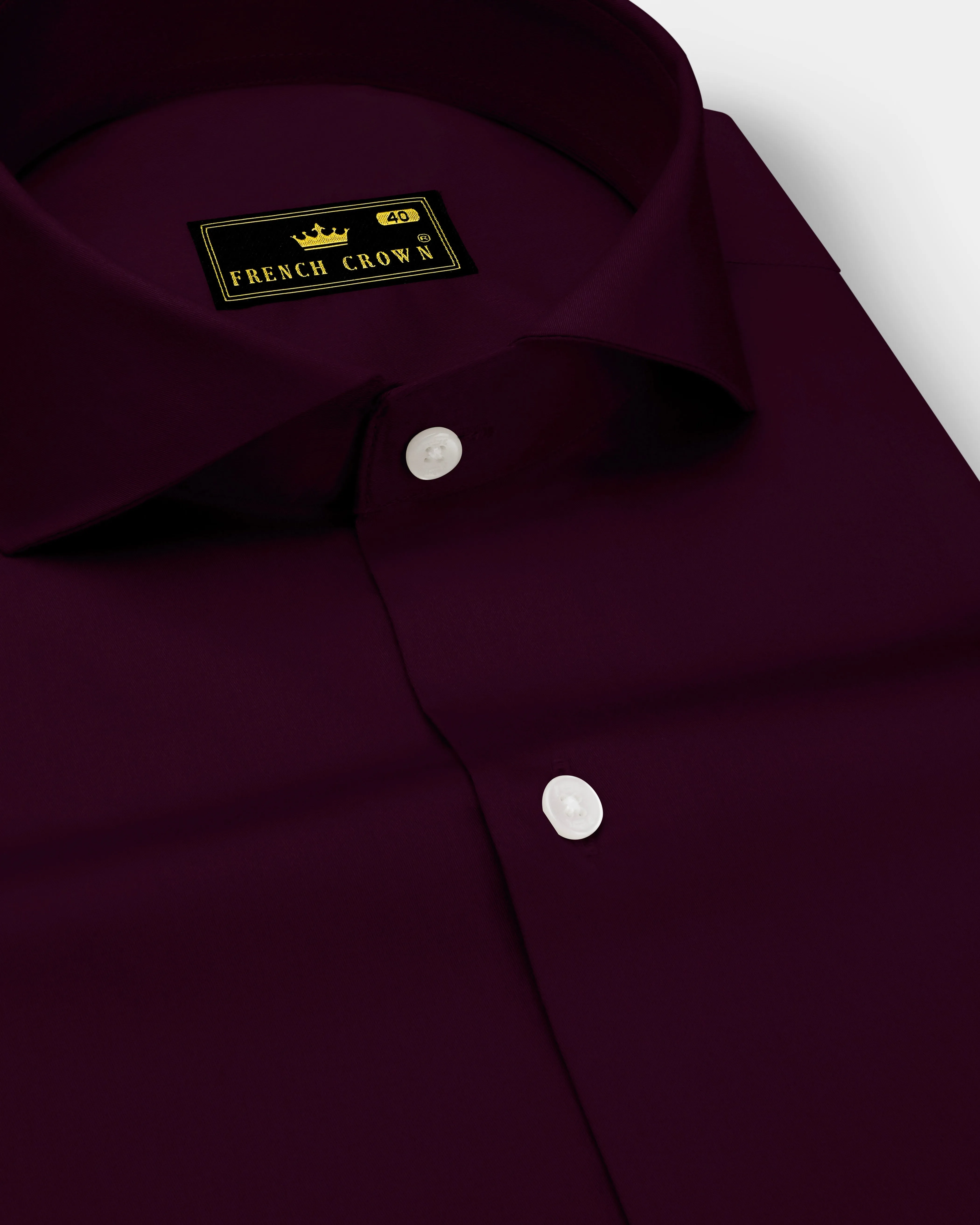 Vinoro- Sepia Maroon Subtle Sheen Super Soft Premium Cotton Cut Away Collar Dress Shirt sold by French Crown
