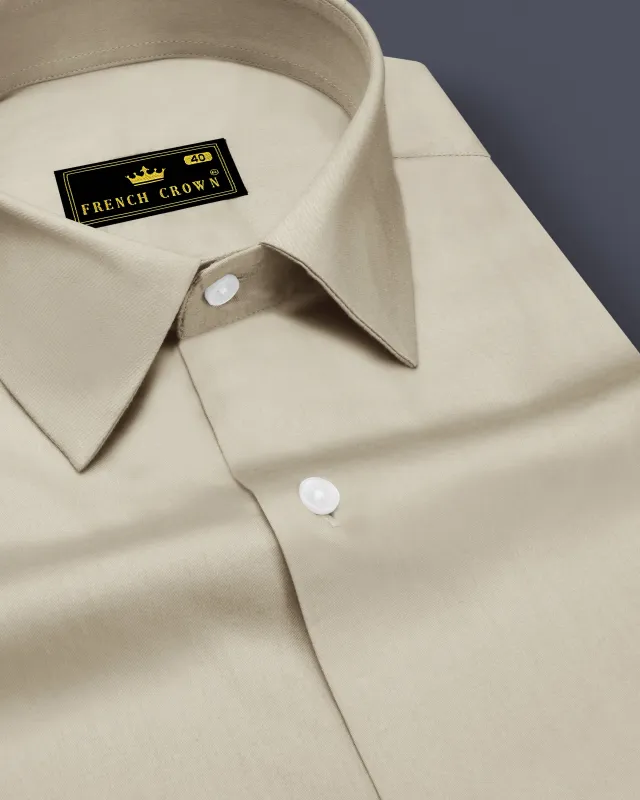Ivoro-Malta Cream Subtle Sheen Super Soft Premium Cotton Dress Shirt sold by French Crown