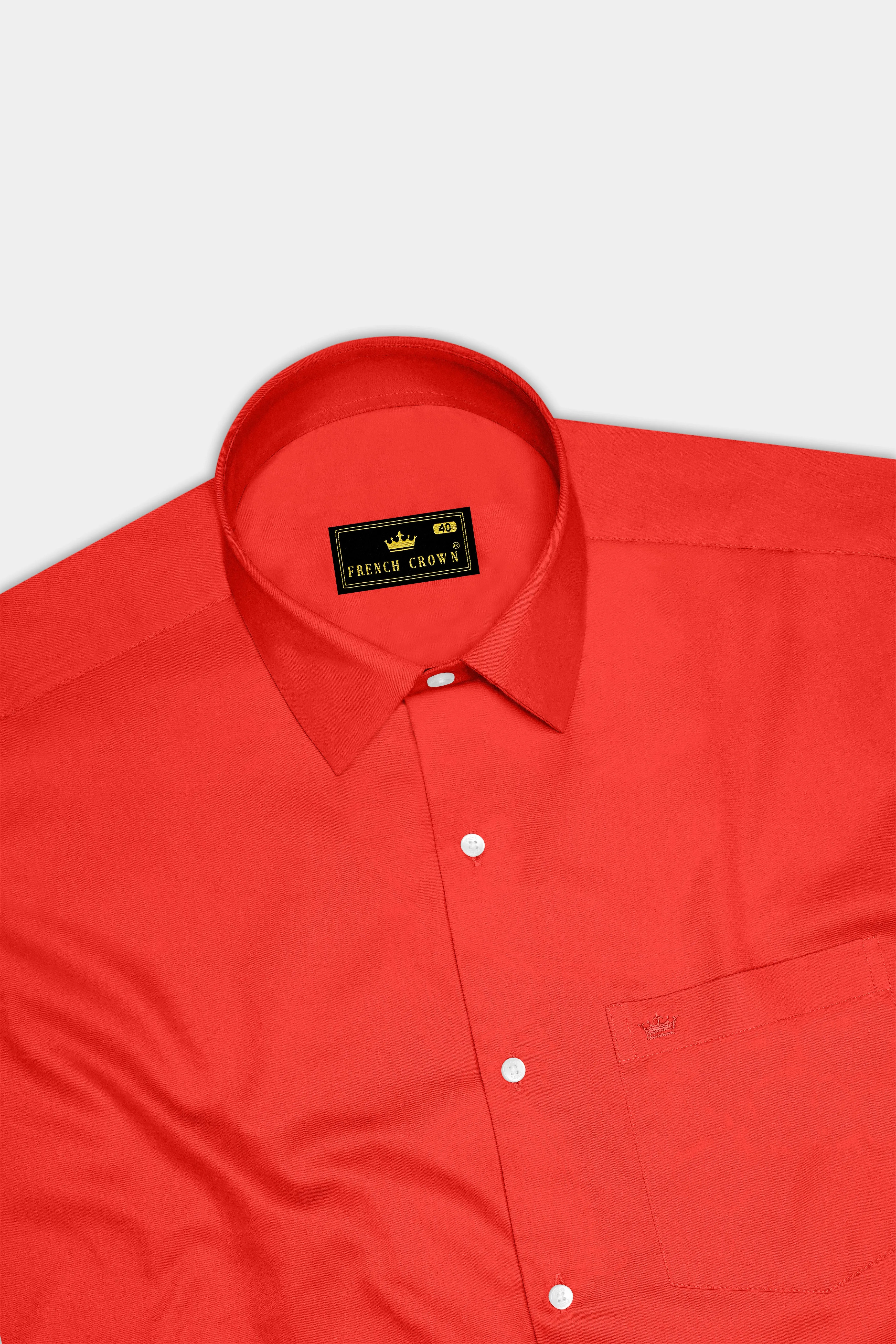 Mandoro-Coral Orange Subtle Sheen Super Soft Premium Cotton Dress Shirt sold by French Crown product image thumbnail 5