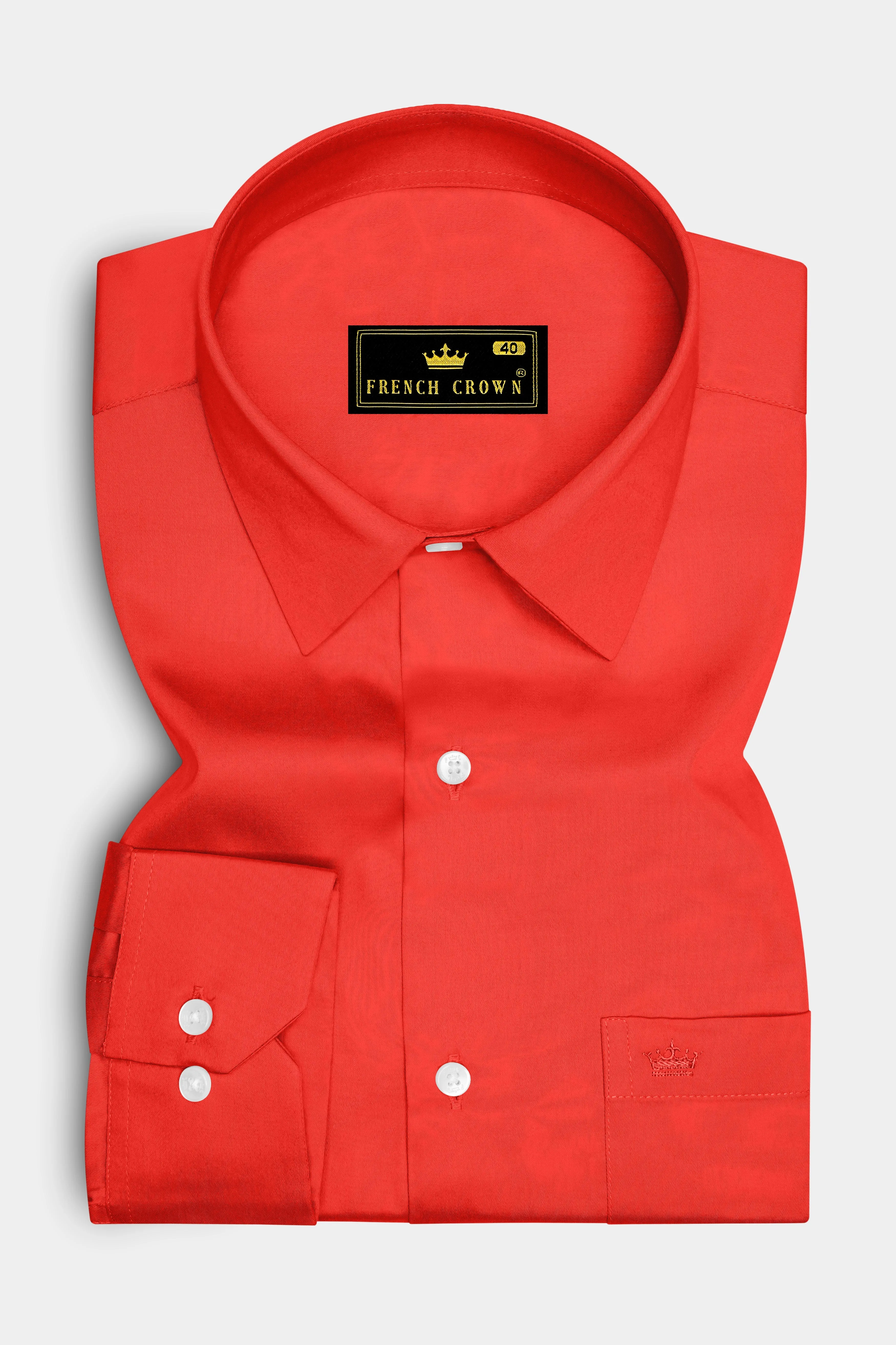 Mandoro-Coral Orange Subtle Sheen Super Soft Premium Cotton Dress Shirt sold by French Crown product image thumbnail 4
