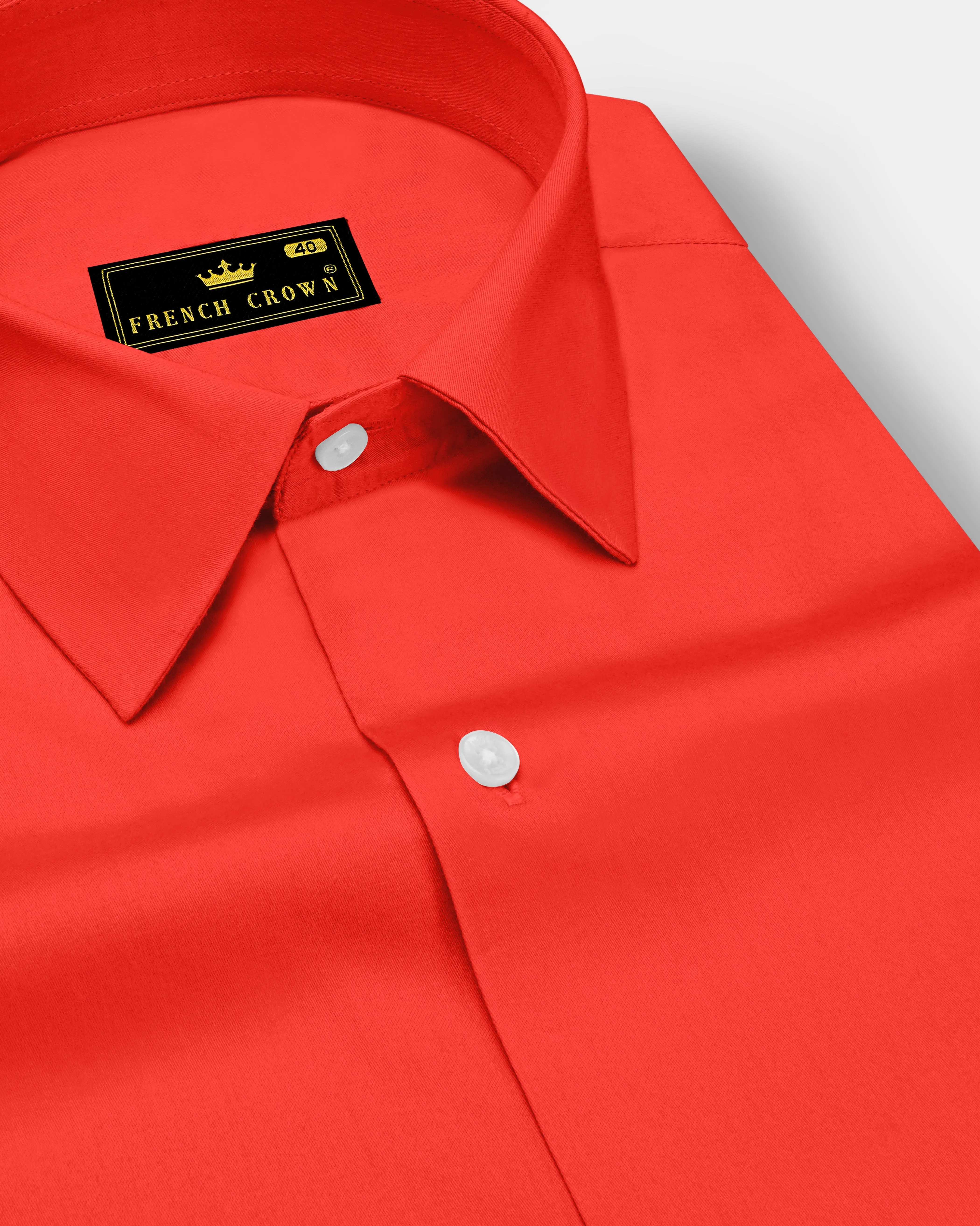 Mandoro-Coral Orange Subtle Sheen Super Soft Premium Cotton Dress Shirt sold by French Crown