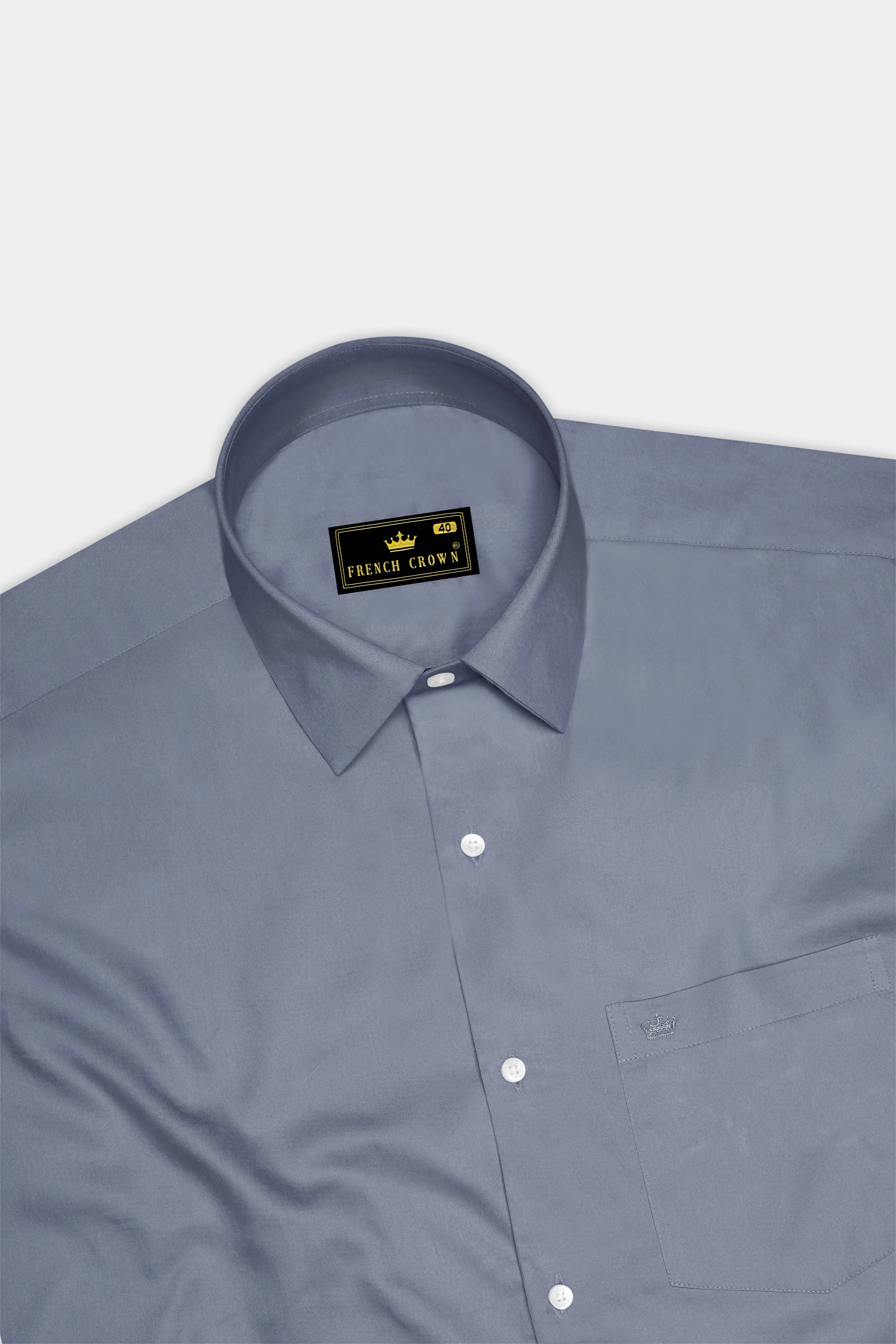 Argento-Shuttle Gray Subtle Sheen Super Soft Premium Cotton Dress Shirt sold by French Crown product image thumbnail 5