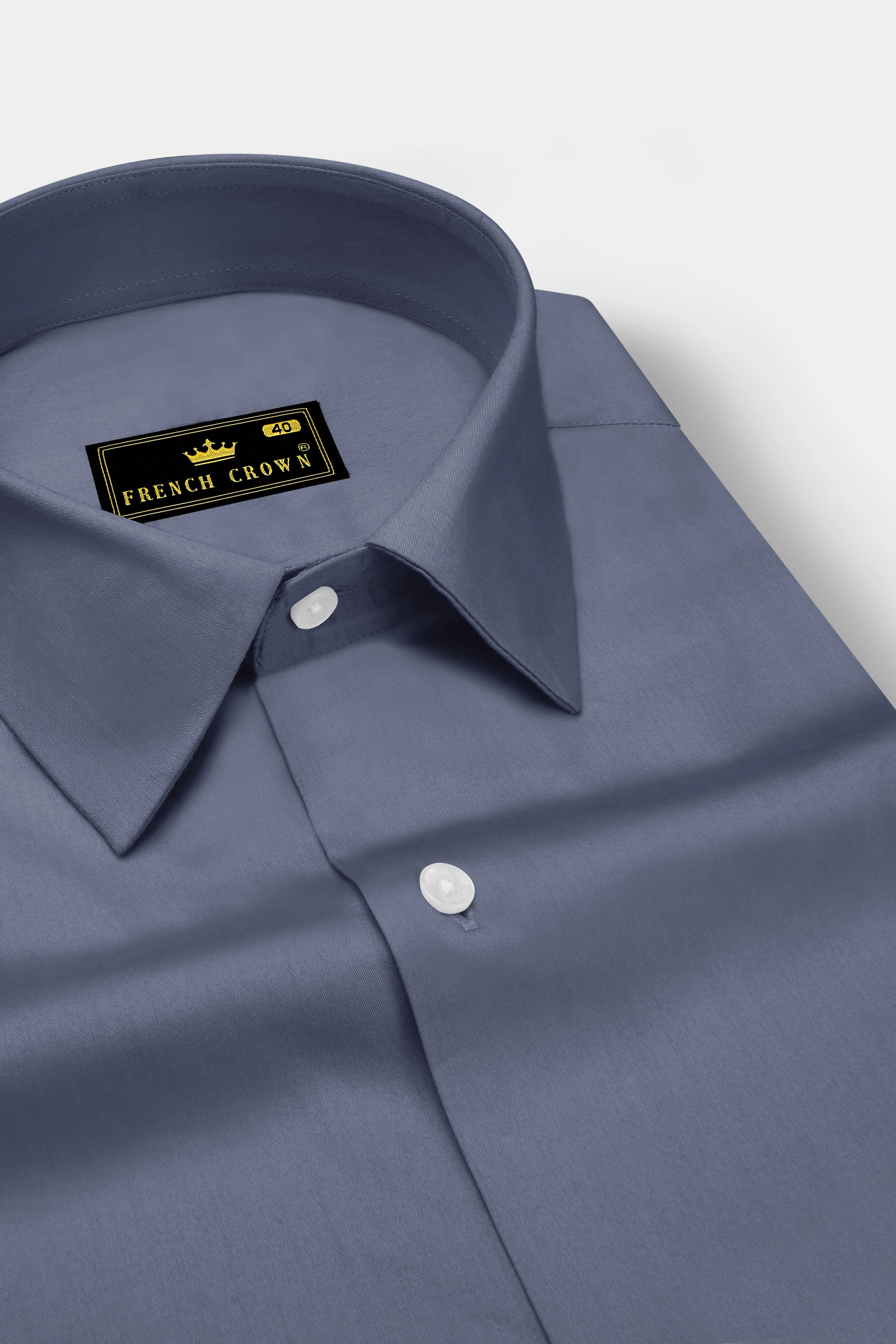 Argento-Shuttle Gray Subtle Sheen Super Soft Premium Cotton Dress Shirt sold by French Crown product image thumbnail 2