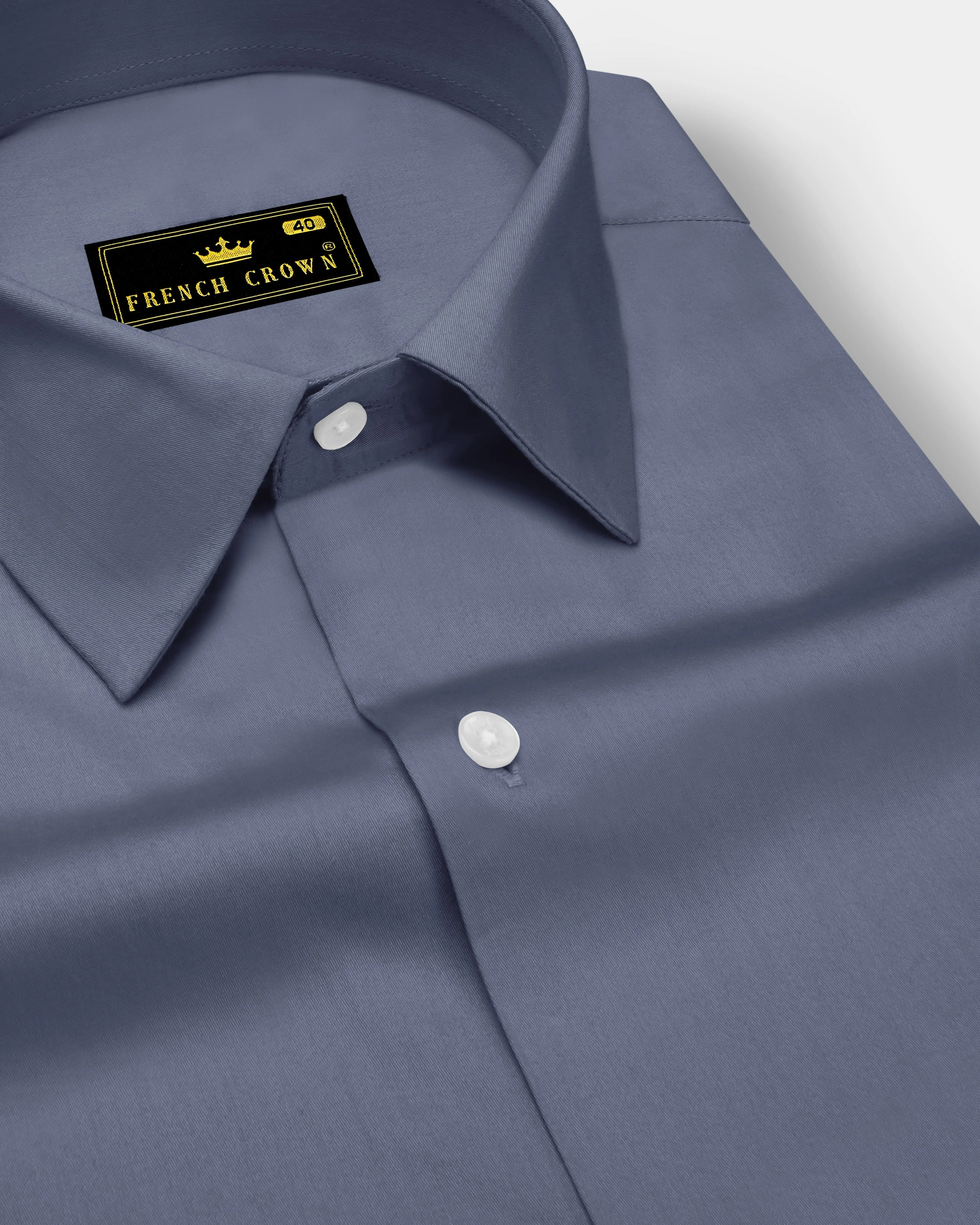 Argento-Shuttle Gray Subtle Sheen Super Soft Premium Cotton Dress Shirt sold by French Crown