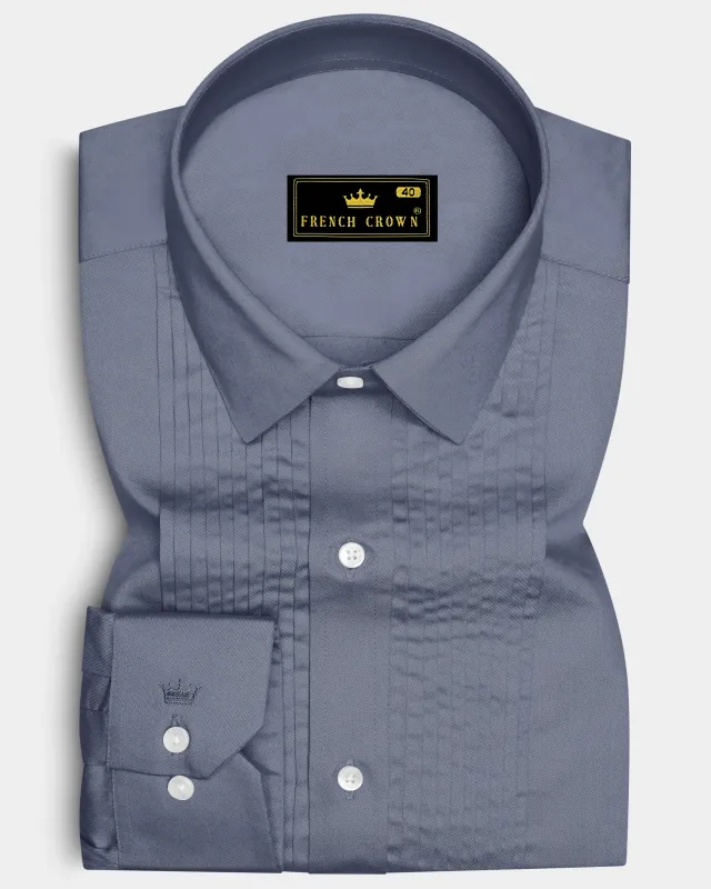Argento-Shuttle Gray Subtle Sheen Super Soft Premium Cotton Tuxedo Dress Shirt sold by French Crown