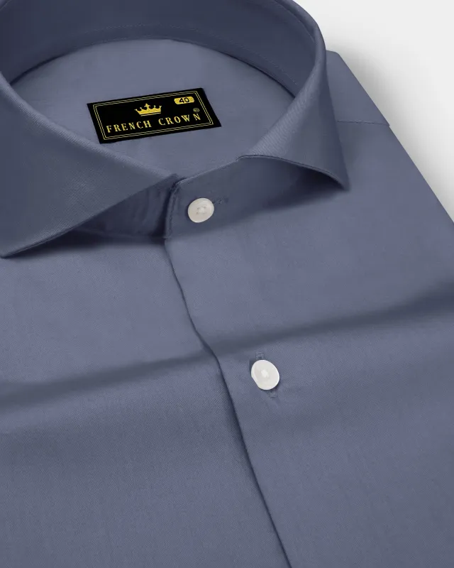 Argento-Shuttle Gray Subtle Sheen Super Soft Premium Cotton Cut Away Collar Dress Shirt sold by French Crown