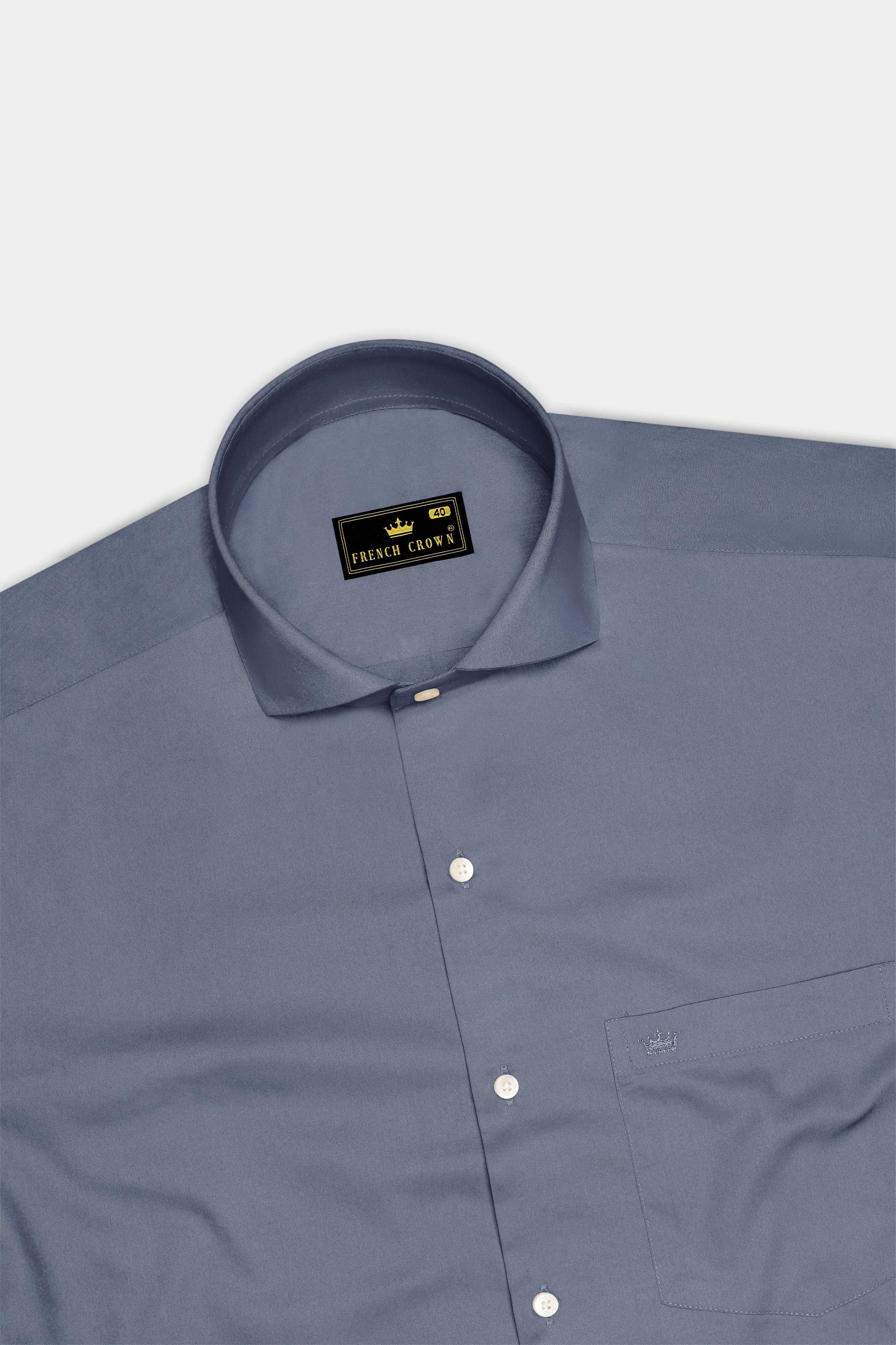 Argento-Shuttle Gray Subtle Sheen Super Soft Premium Cotton Cut Away Collar Dress Shirt sold by French Crown product image thumbnail 5