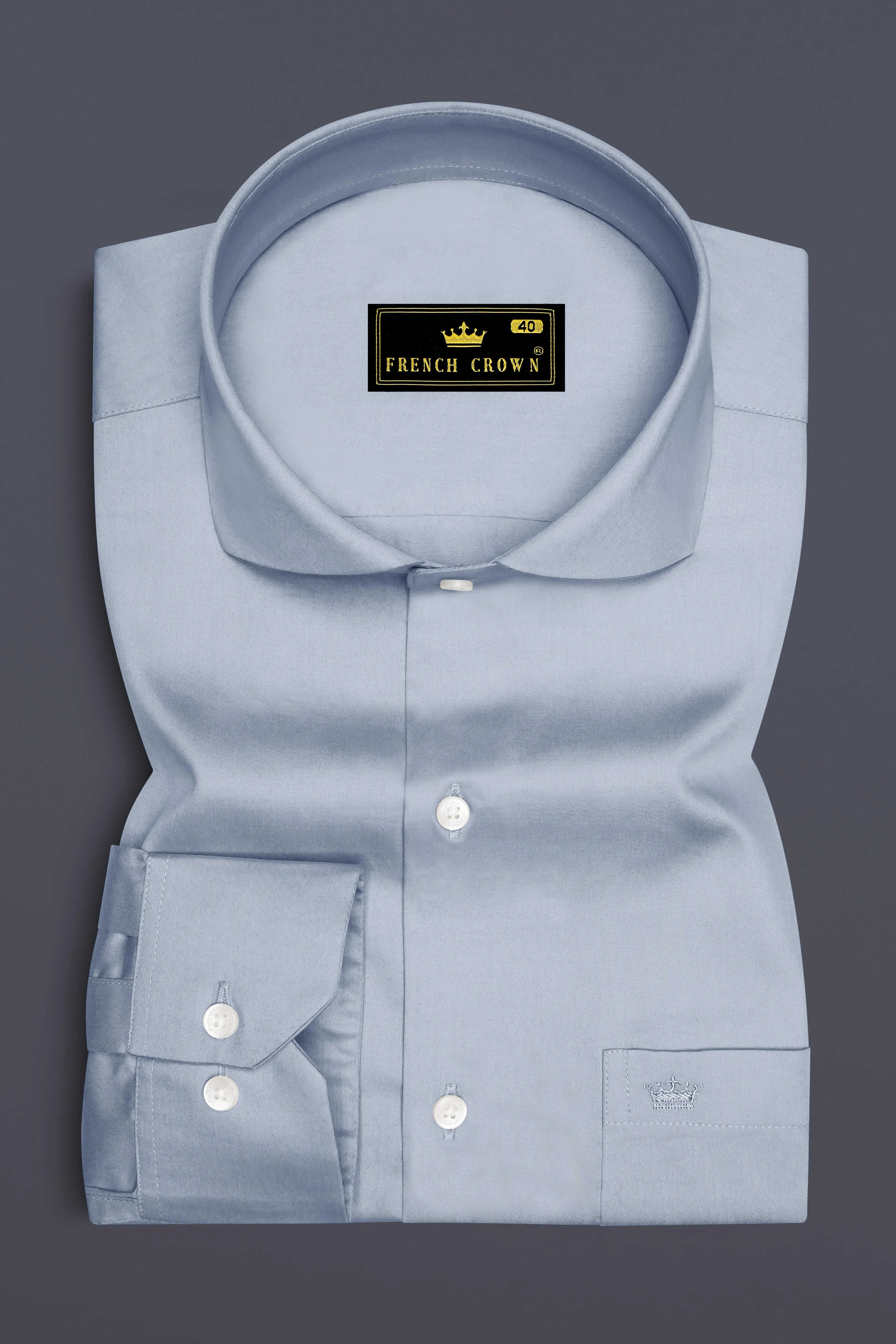 Aurecad-Cadet Gray Subtle Sheen Super Soft Premium Cotton Cut Away Collar Dress Shirt sold by French Crown product image thumbnail 4