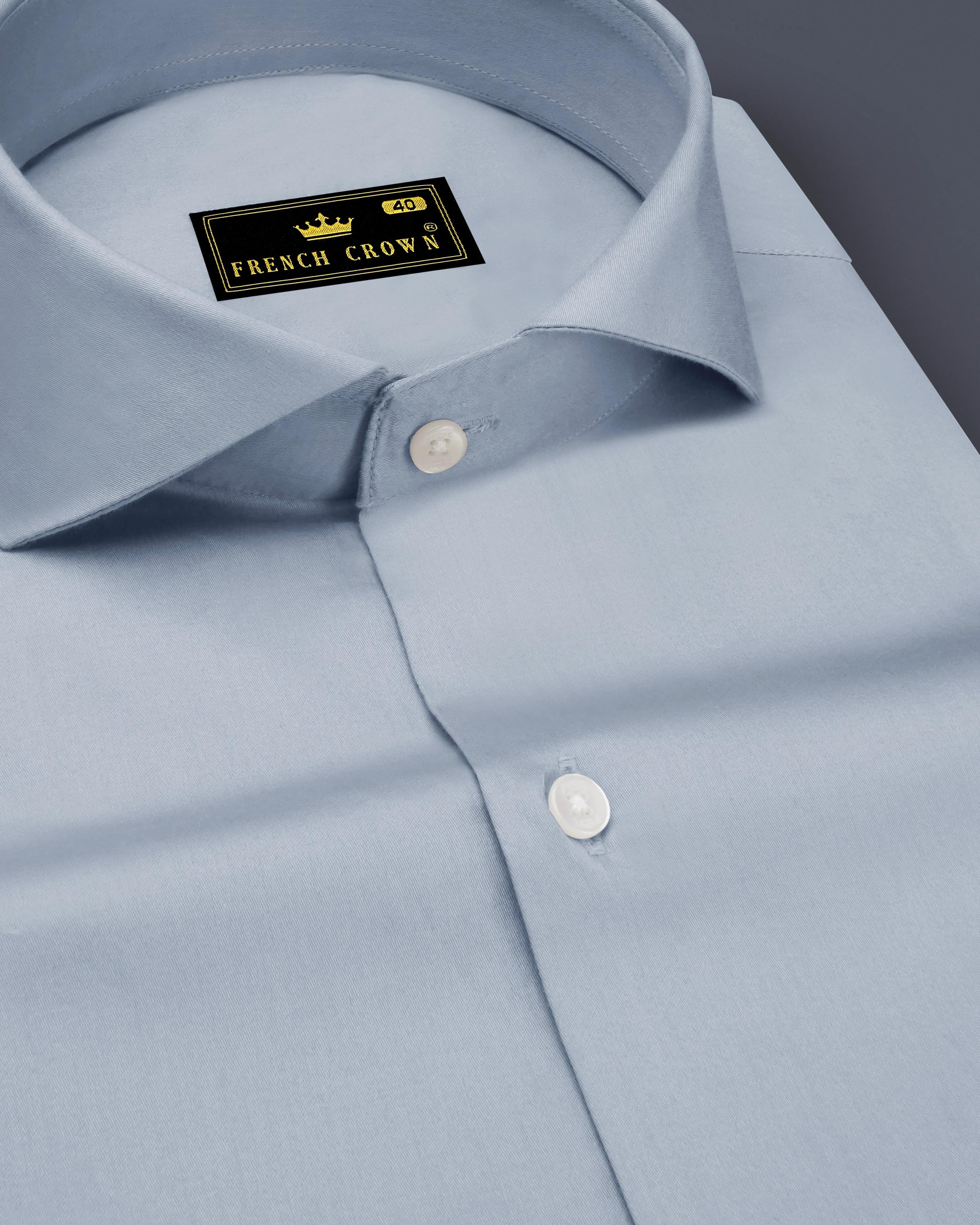 Aurecad-Cadet Gray Subtle Sheen Super Soft Premium Cotton Cut Away Collar Dress Shirt sold by French Crown