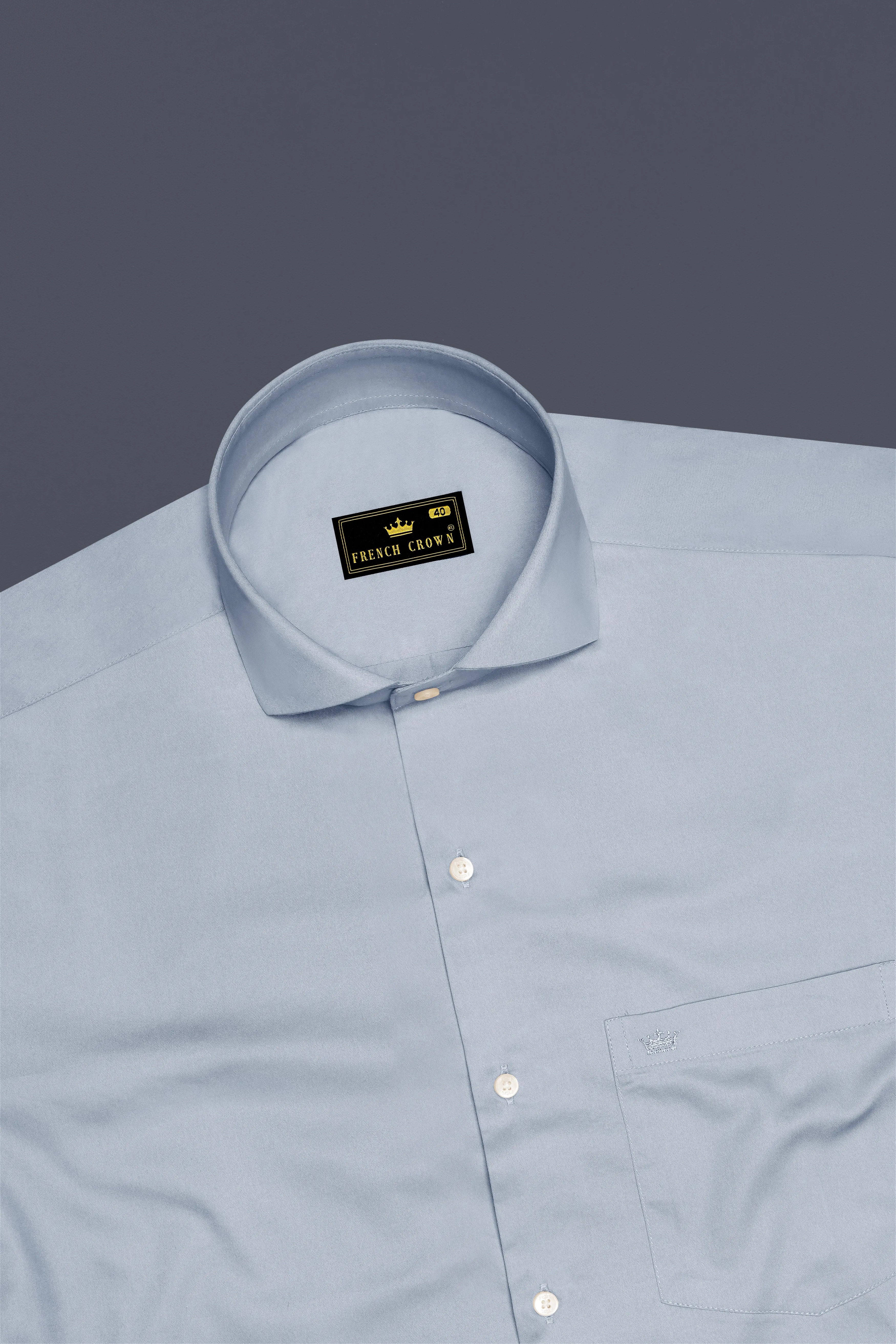 Aurecad-Cadet Gray Subtle Sheen Super Soft Premium Cotton Cut Away Collar Dress Shirt sold by French Crown product image thumbnail 5