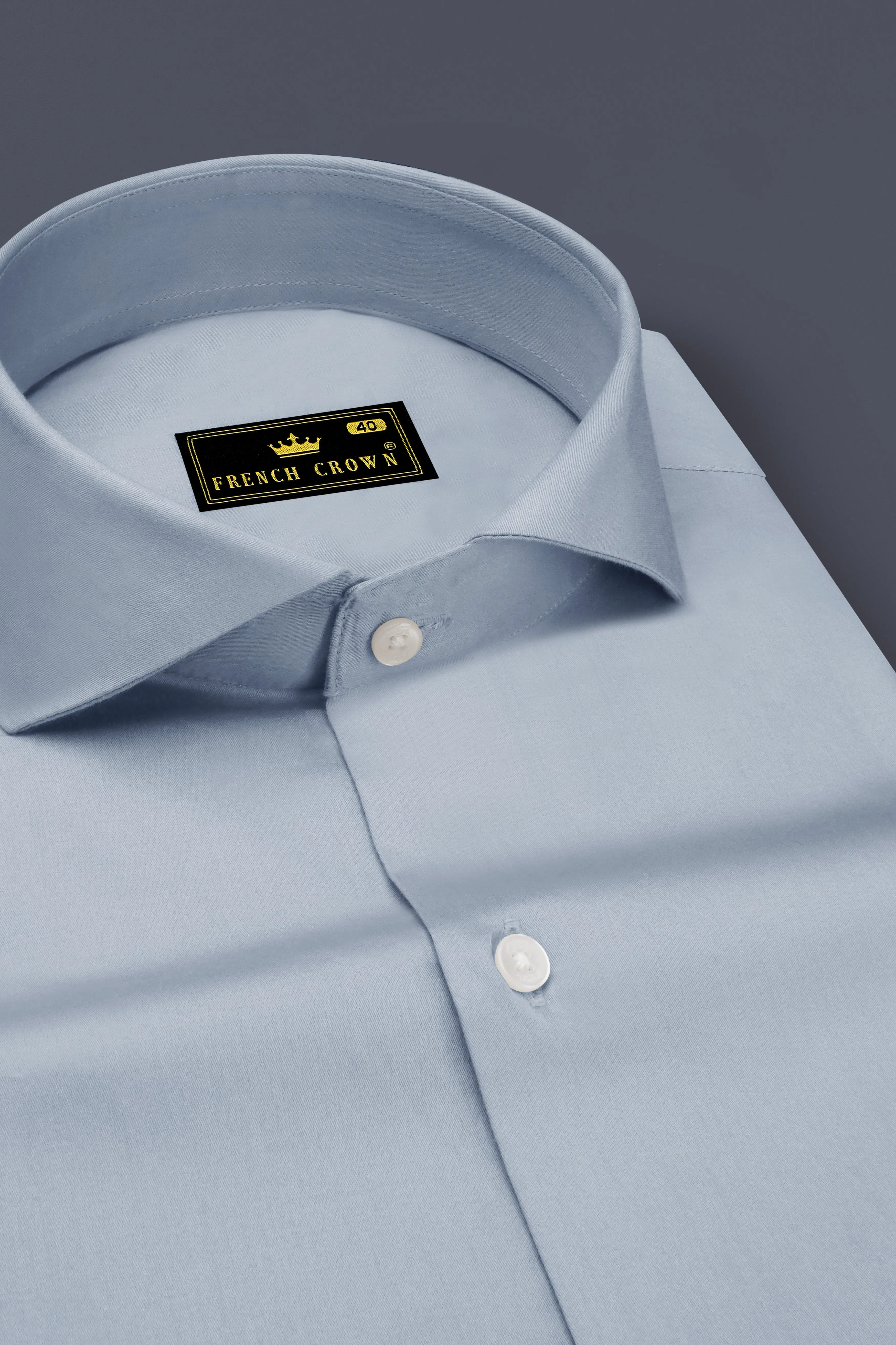 Aurecad-Cadet Gray Subtle Sheen Super Soft Premium Cotton Cut Away Collar Dress Shirt sold by French Crown product image thumbnail 2