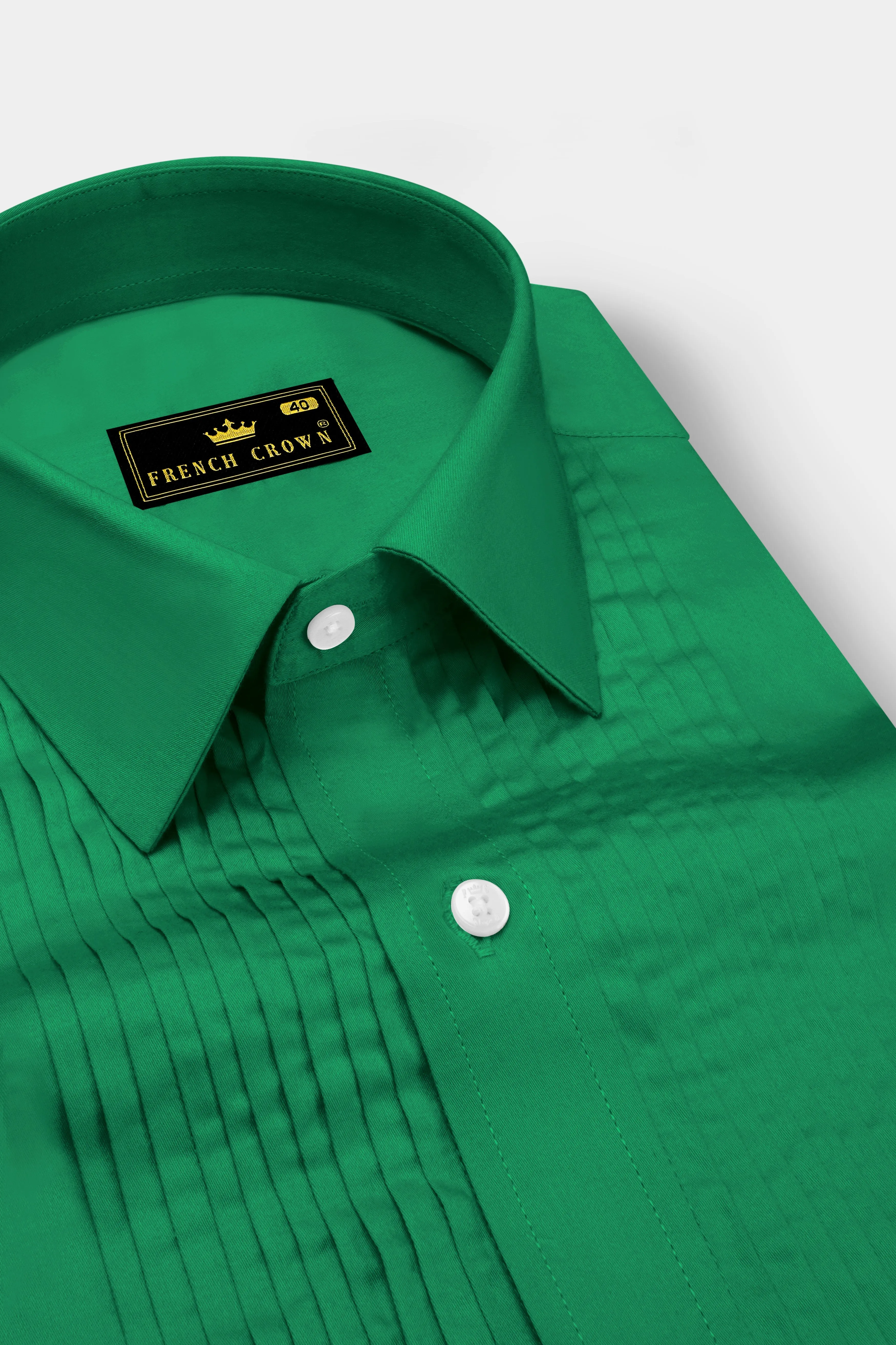 Emeron-Jewel Green Subtle Sheen Super Soft Premium Cotton Tuxedo Dress Shirt sold by French Crown product image thumbnail 4