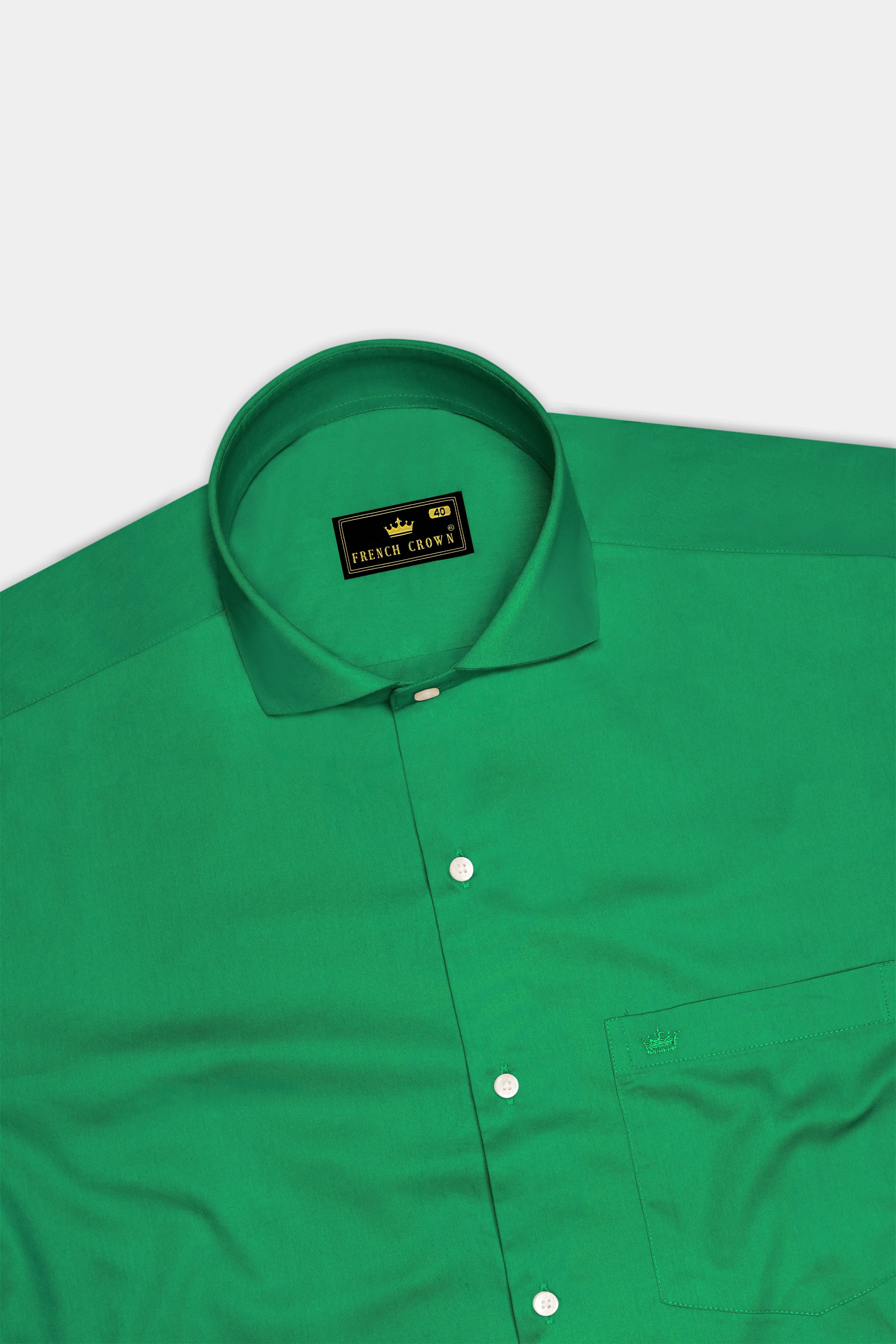 Emeron-Jewel Green Subtle Sheen Super Soft Premium Cotton Cut Away Collar Dress Shirt sold by French Crown product image thumbnail 5
