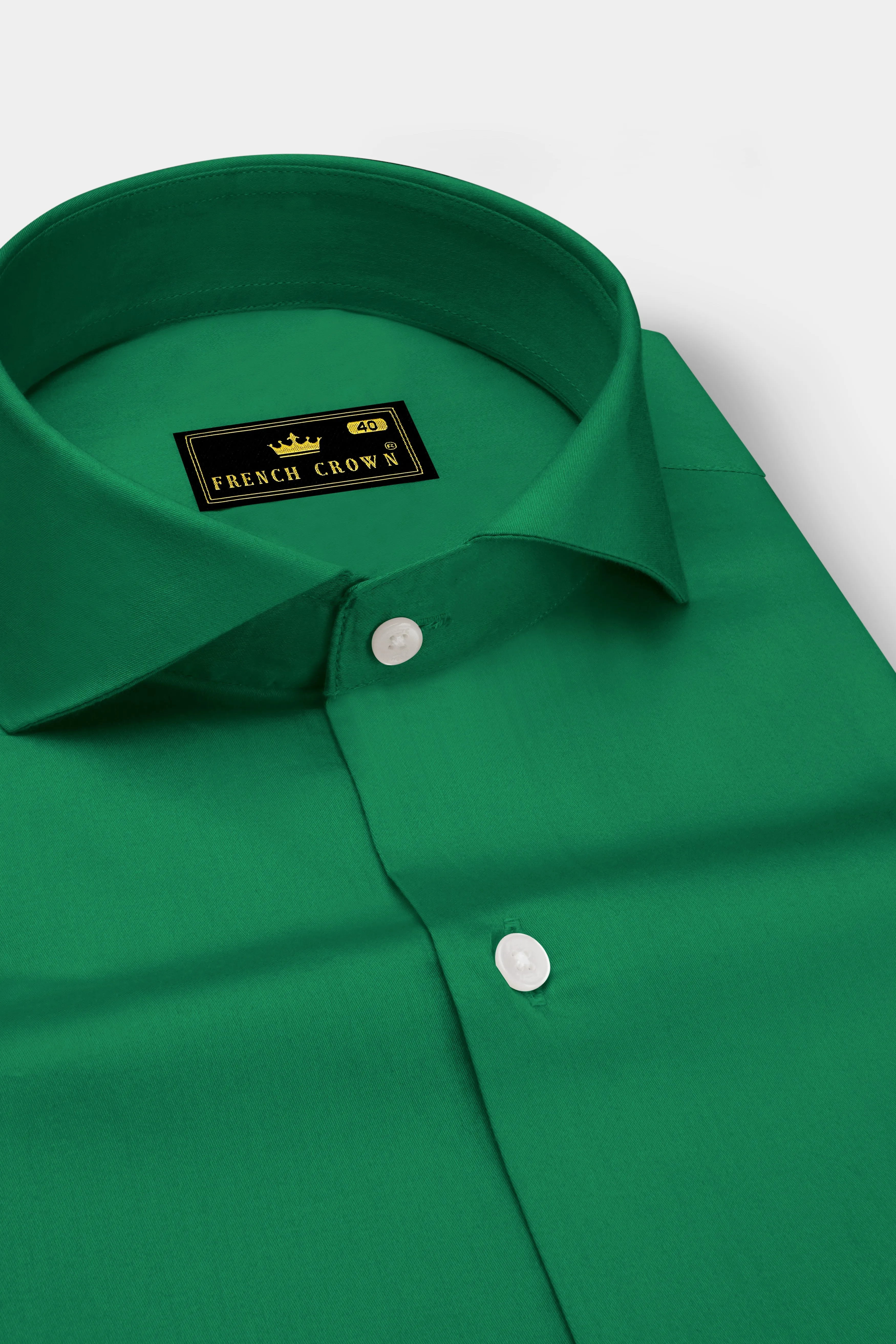 Emeron-Jewel Green Subtle Sheen Super Soft Premium Cotton Cut Away Collar Dress Shirt sold by French Crown product image thumbnail 2