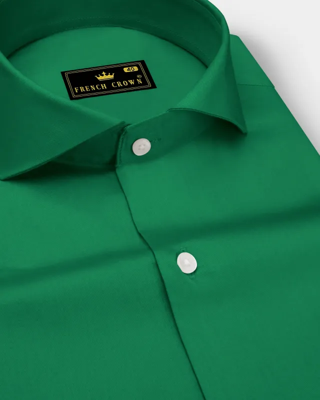 Emeron-Jewel Green Subtle Sheen Super Soft Premium Cotton Cut Away Collar Dress Shirt sold by French Crown