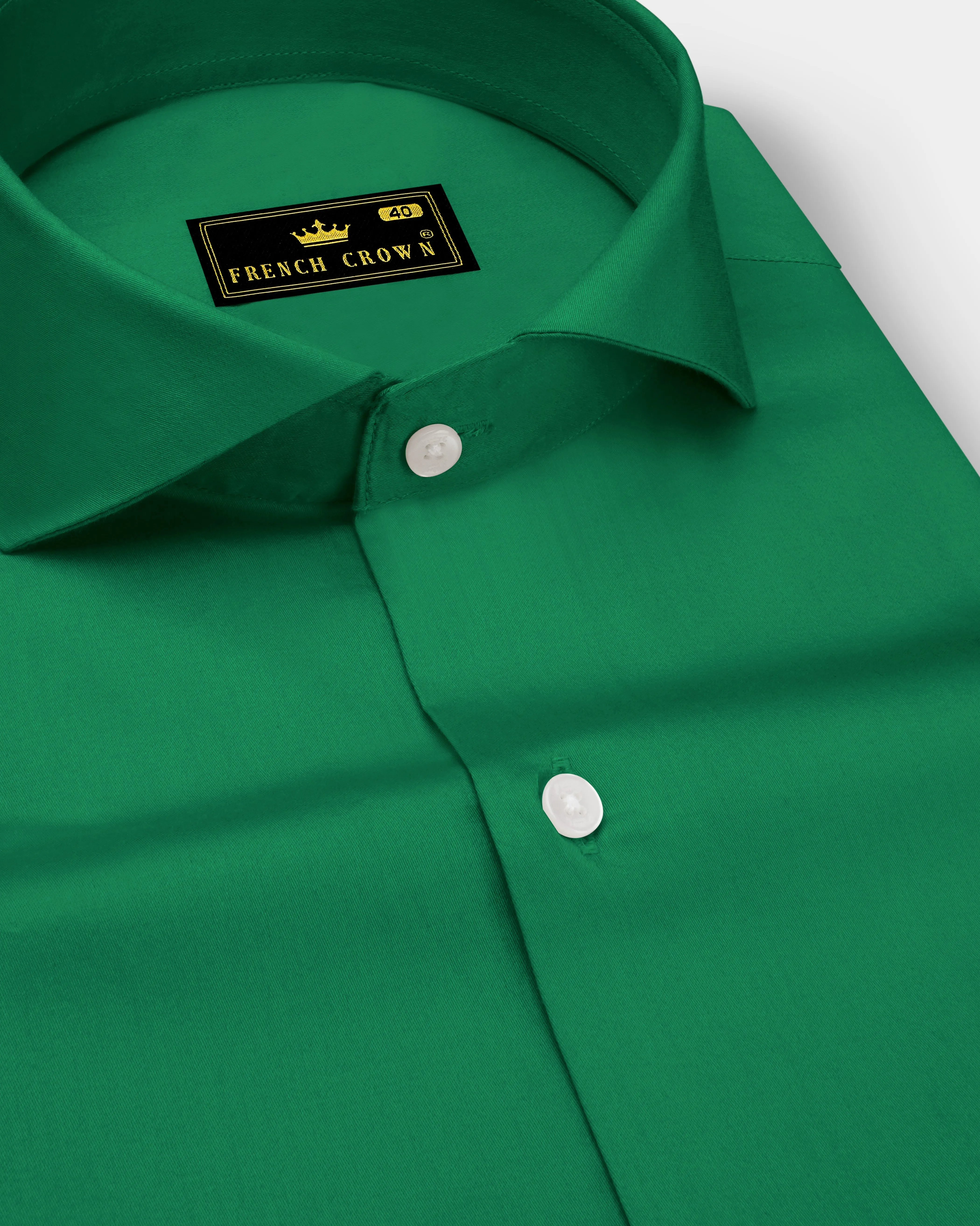 Emeron-Jewel Green Subtle Sheen Super Soft Premium Cotton Cut Away Collar Dress Shirt sold by French Crown