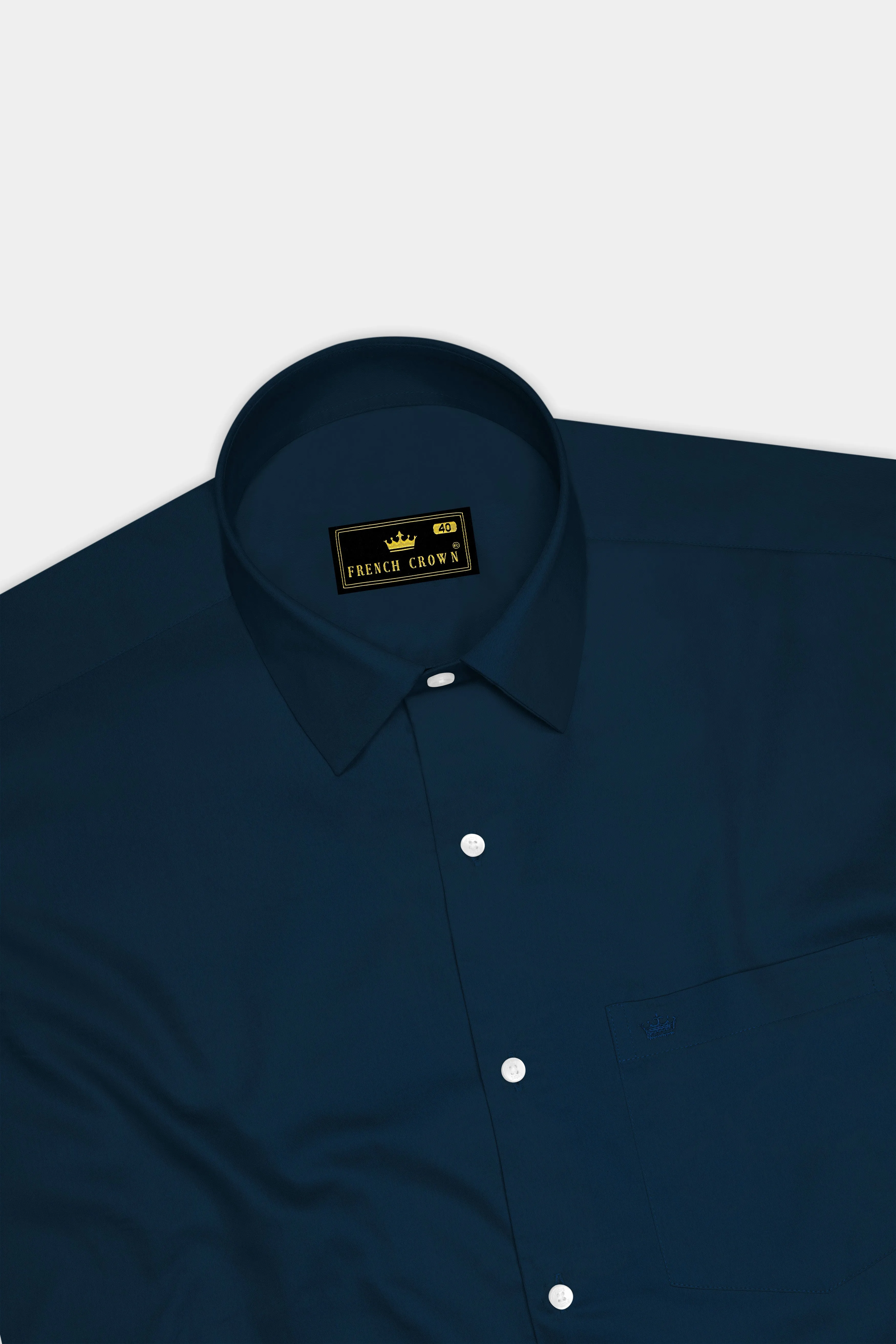 Luminor-Firefly Blue Subtle Sheen Super Soft Premium Cotton Dress Shirt sold by French Crown product image thumbnail 5