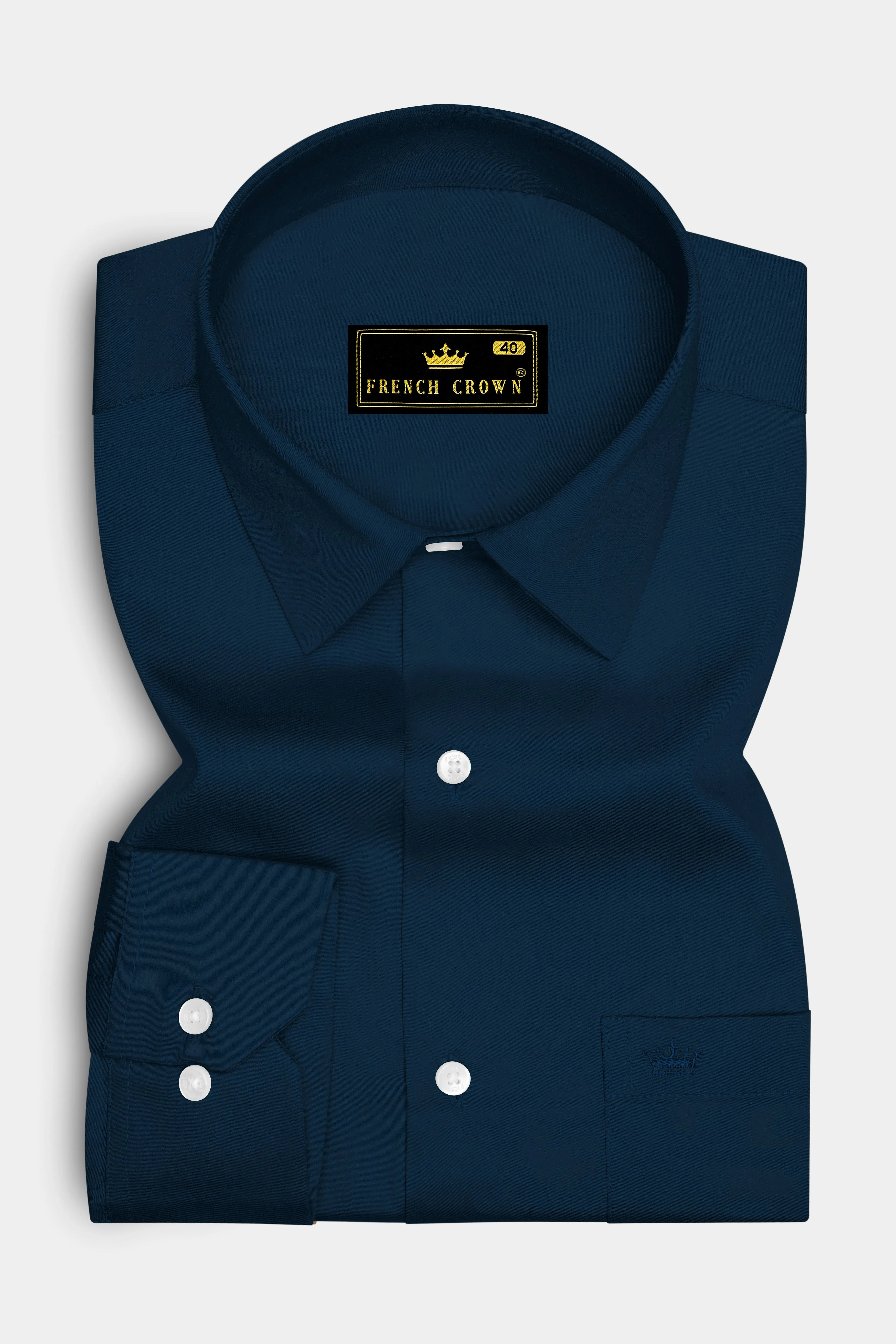 Luminor-Firefly Blue Subtle Sheen Super Soft Premium Cotton Dress Shirt sold by French Crown product image thumbnail 4