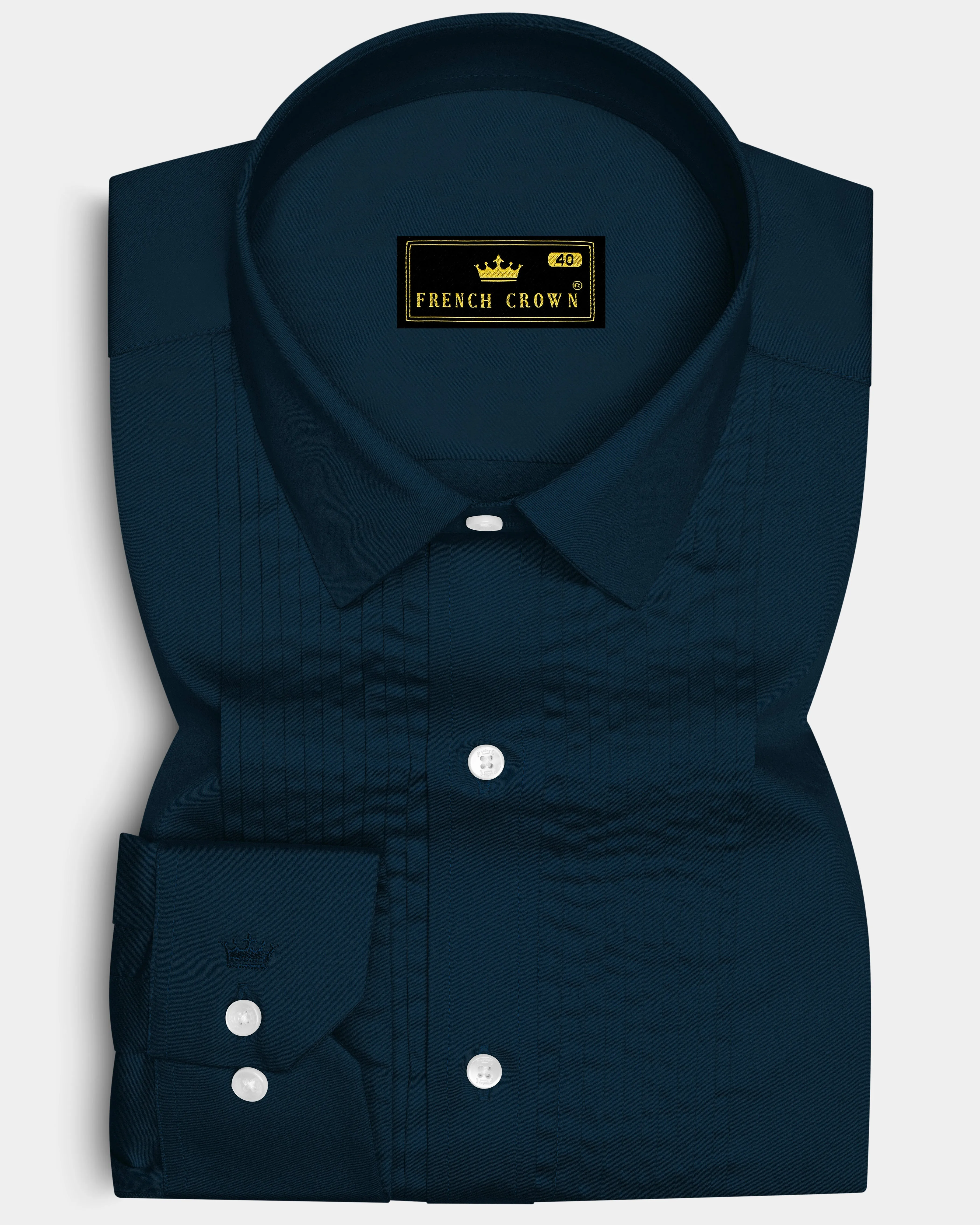 Luminor-Firefly Blue Subtle Sheen Super Soft Premium Cotton Tuxedo Dress Shirt sold by French Crown