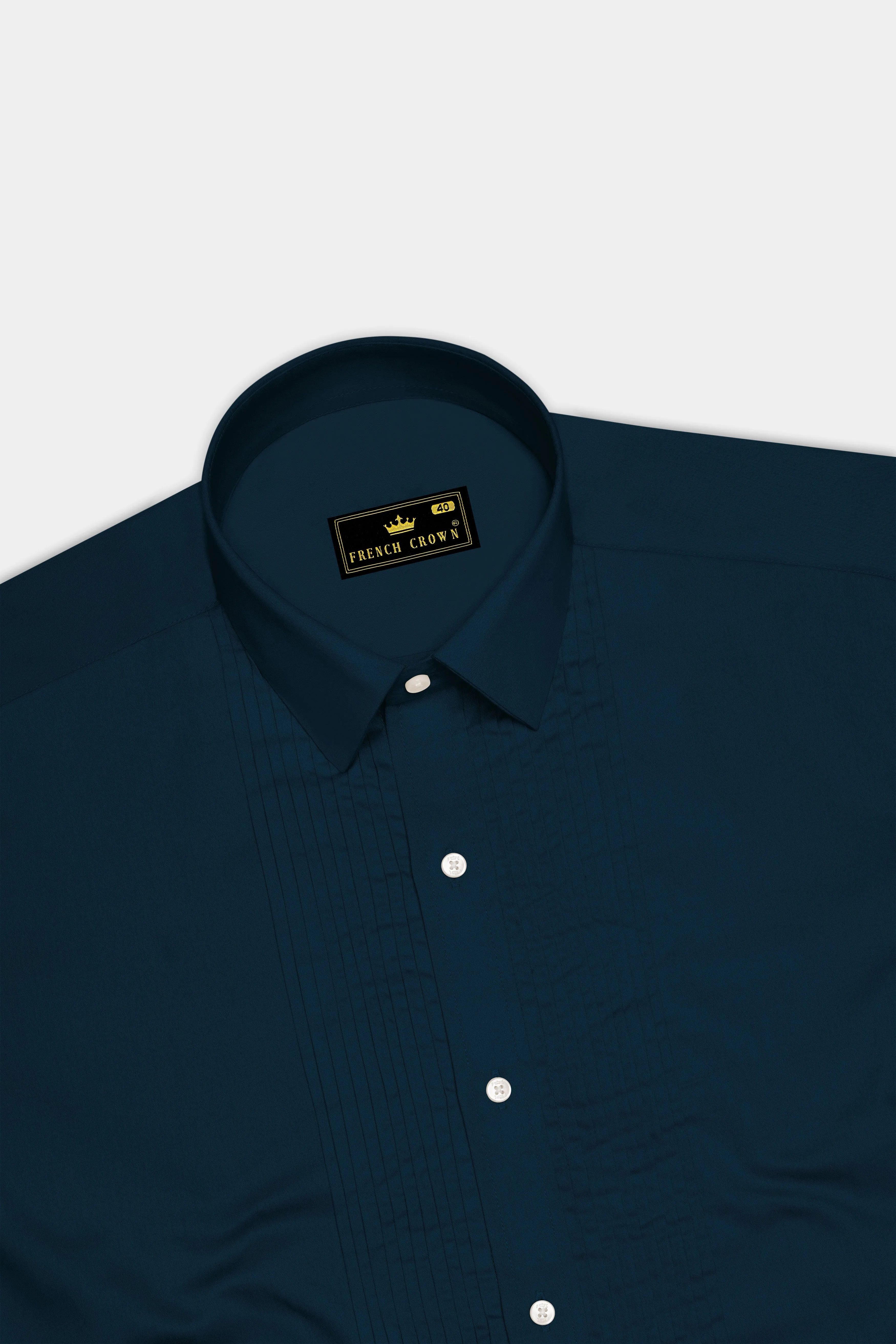 Luminor-Firefly Blue Subtle Sheen Super Soft Premium Cotton Tuxedo Dress Shirt sold by French Crown product image thumbnail 5