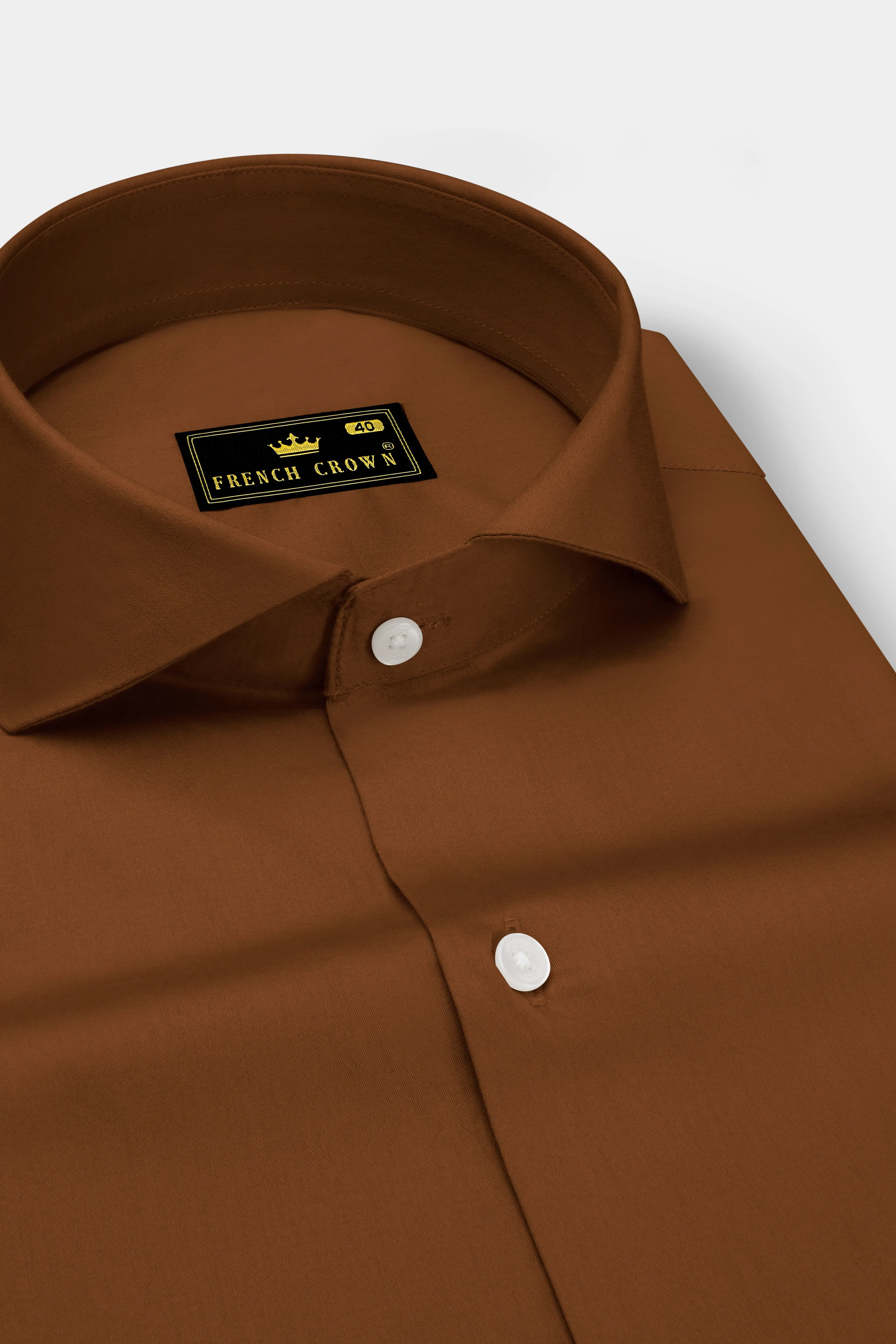 Umbero-Walnut Brown Subtle Sheen Super Soft Premium Cotton Cut Away Collar Dress Shirt sold by French Crown product image thumbnail 2