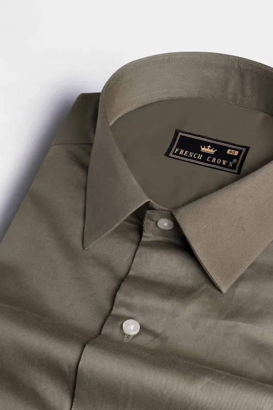 Sandstone Brown Subtle Sheen Super Soft Premium Cotton Shirt sold by French Crown
