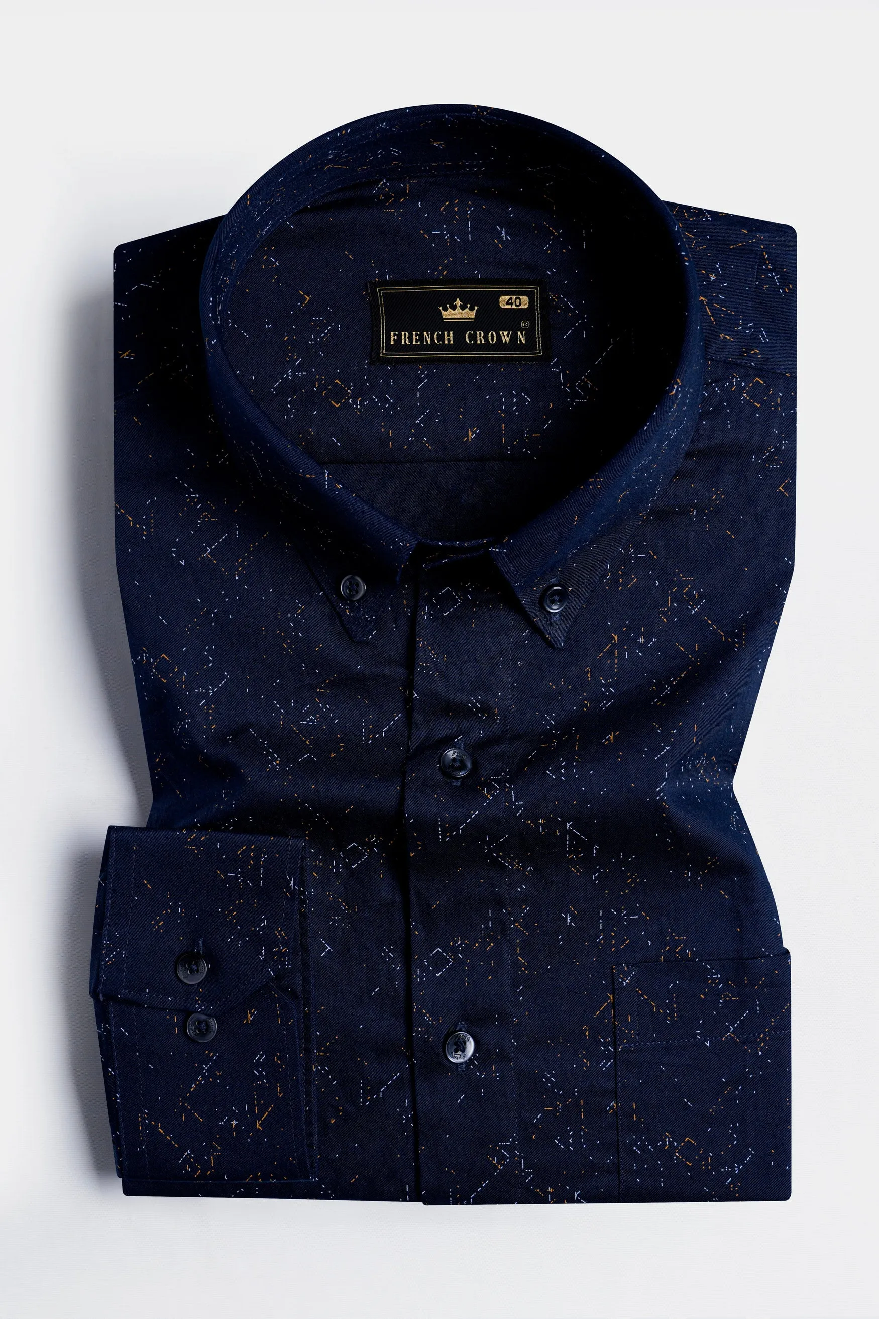 Haiti Blue Multicolour Printed Twill Premium Cotton Shirt sold by French Crown product image thumbnail 3