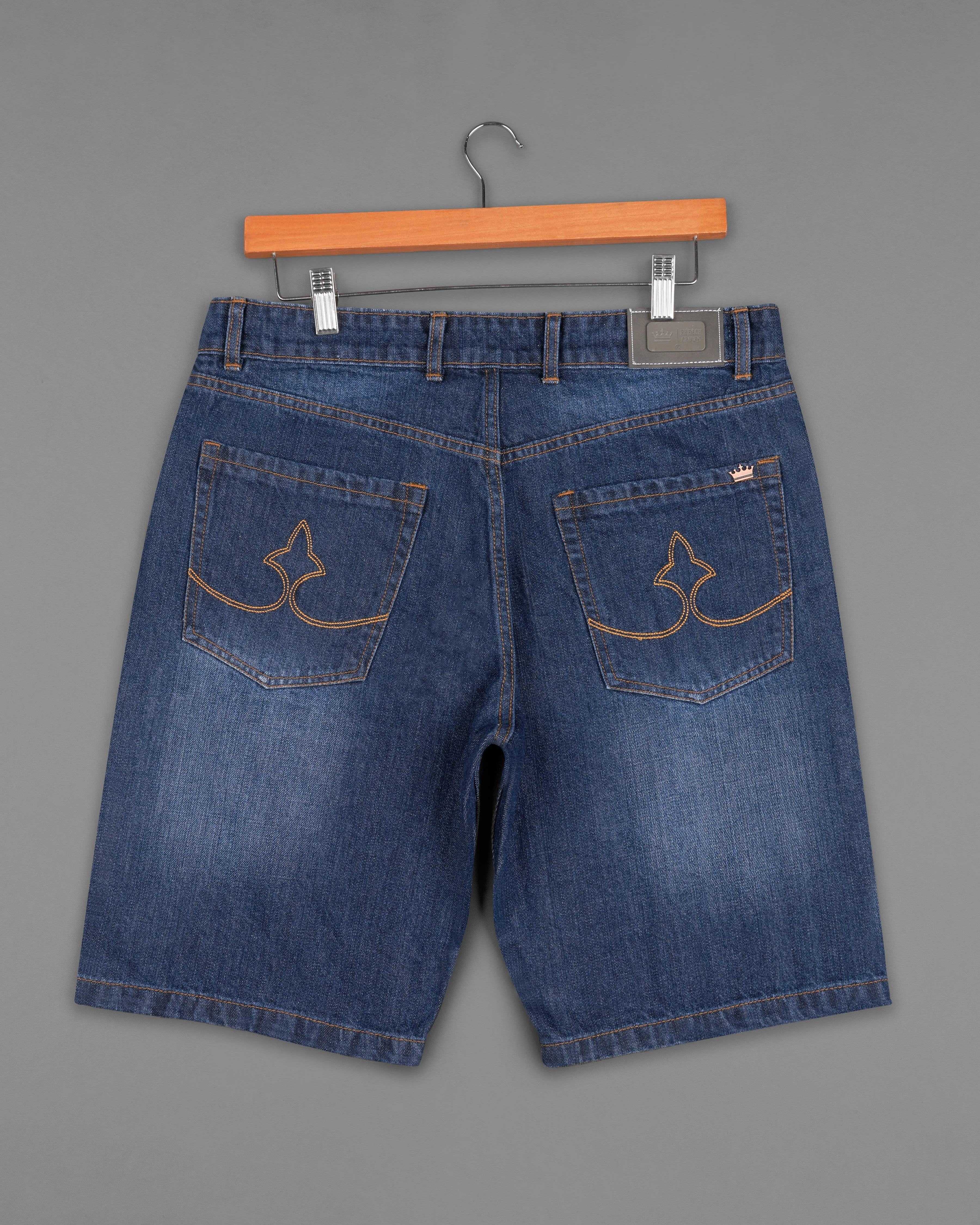 Rhino Blue Mildly Distressed Washed Denim Shorts sold by French Crown product image thumbnail 4