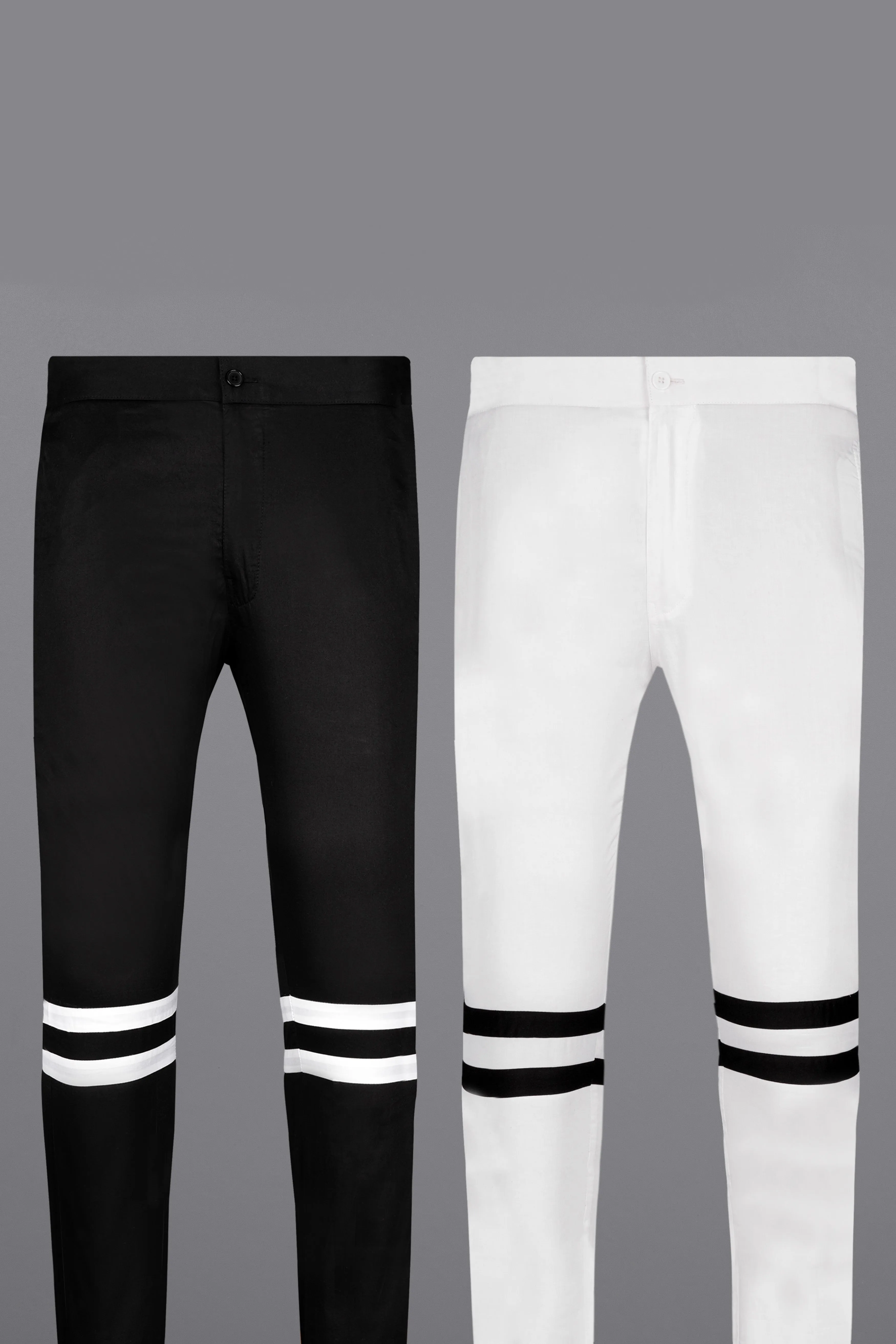Jade Black And Bright White Super Soft Premium Cotton Designer Lounge Pants sold by French Crown product image thumbnail 2