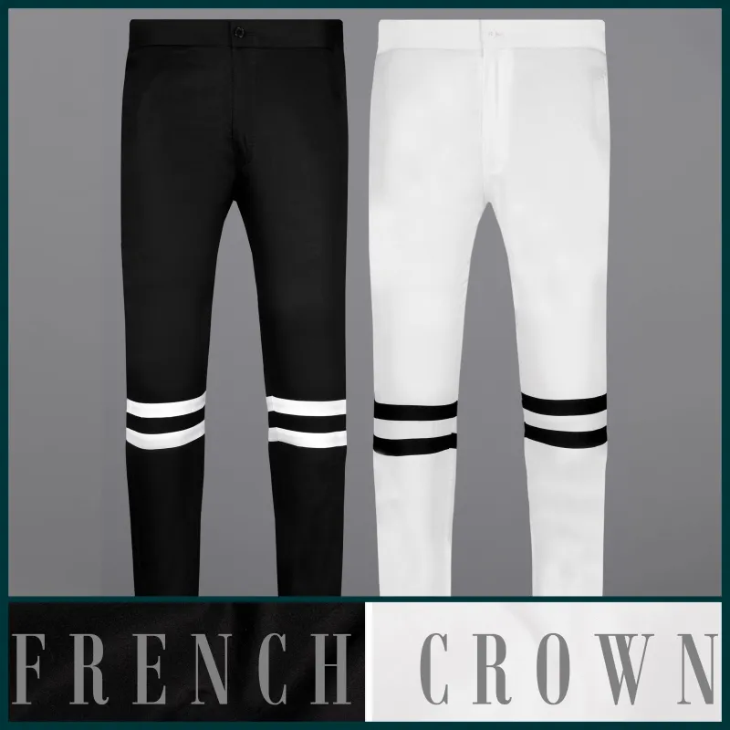 Jade Black And Bright White Super Soft Premium Cotton Designer Lounge Pants made by French Crown