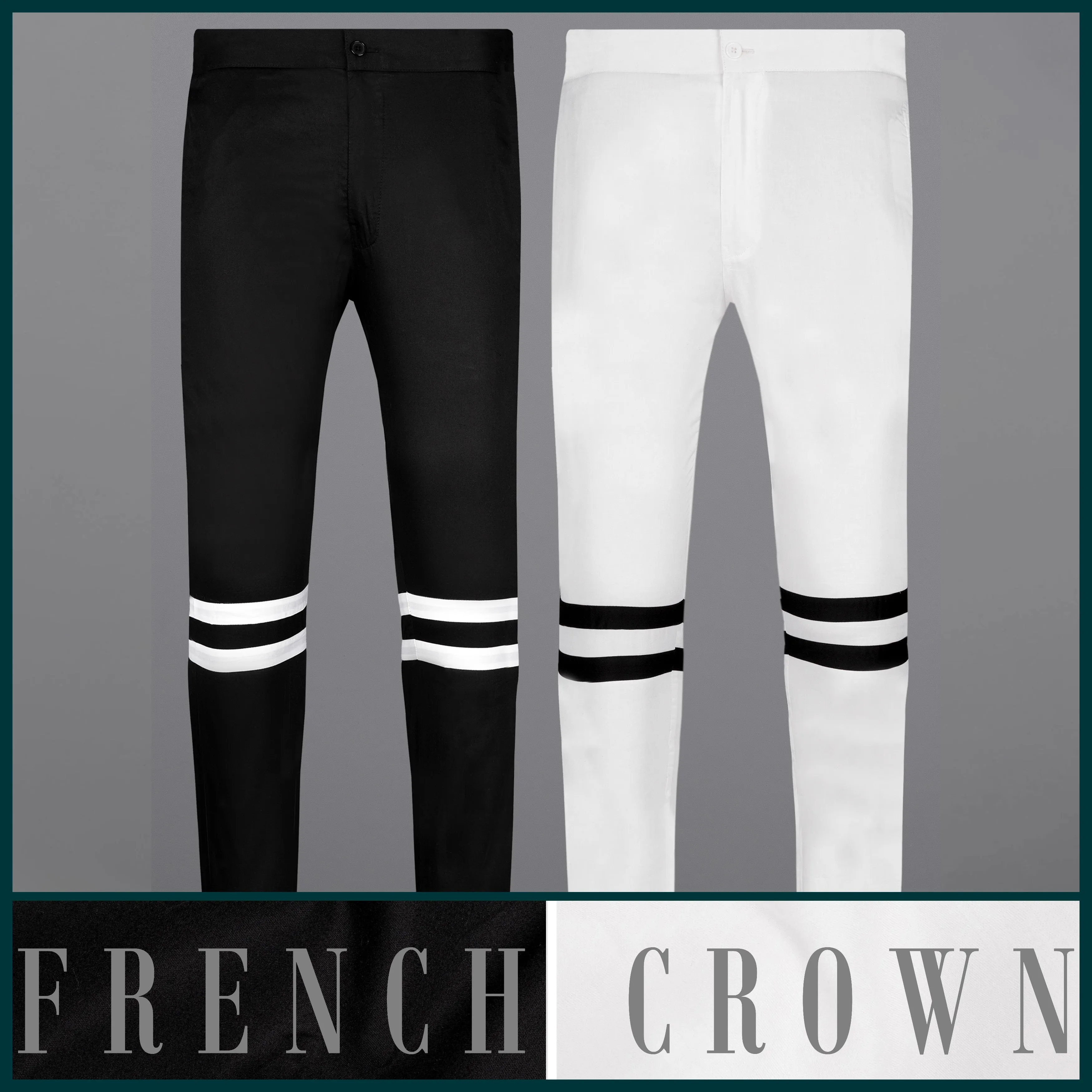 Jade Black And Bright White Super Soft Premium Cotton Designer Lounge Pants sold by French Crown